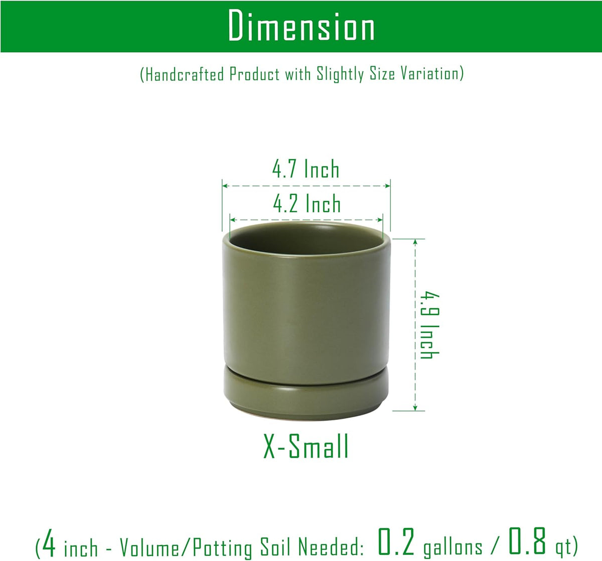 D'vine Dev Set of 4 Small Ceramic Plant Pots, 4.7 Inch Succulent Planter Pot for Plants with