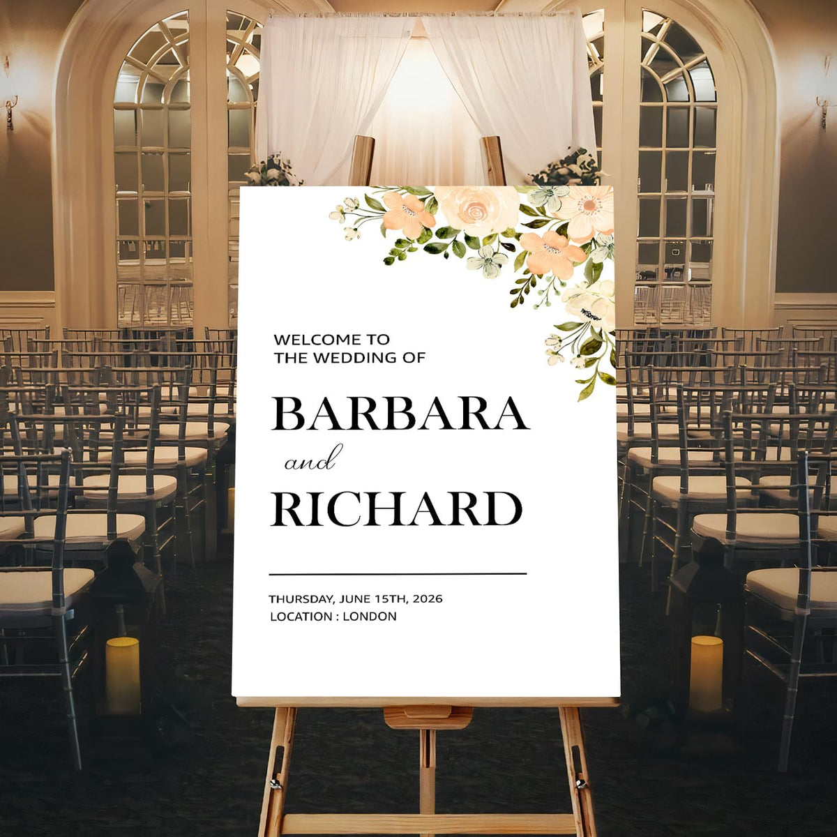 Foliage Editable Wedding Welcome Sign, Party Entrance Template, Printable Welcome Board for