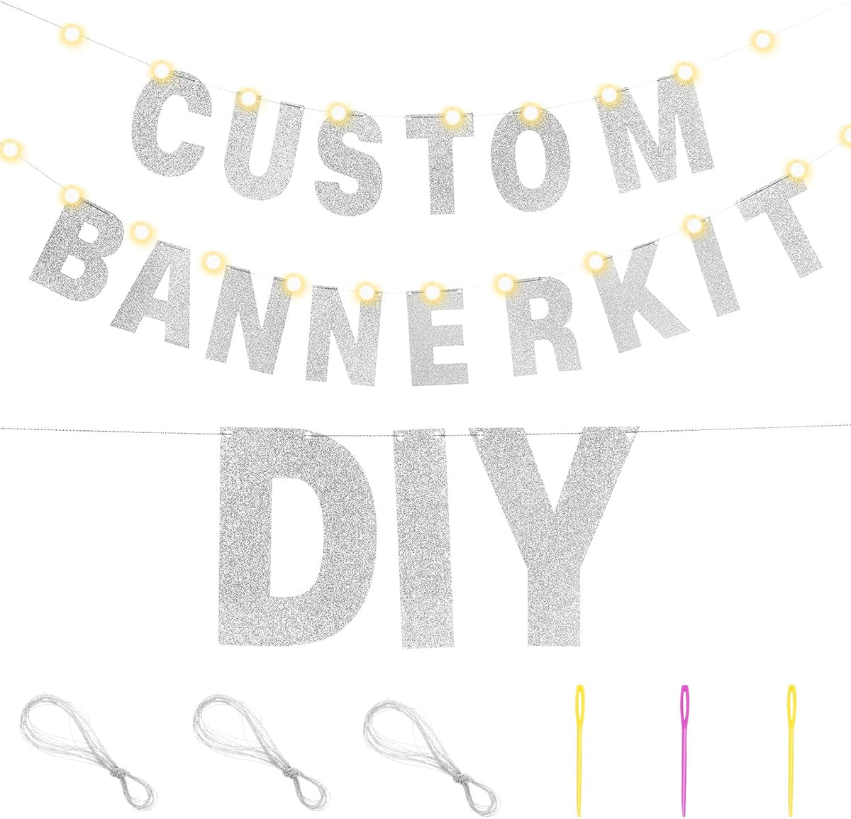 TaoBary 112 Pcs DIY Letter Custom Banner Glitter Customizable Banner Kit Including 107 Letters and