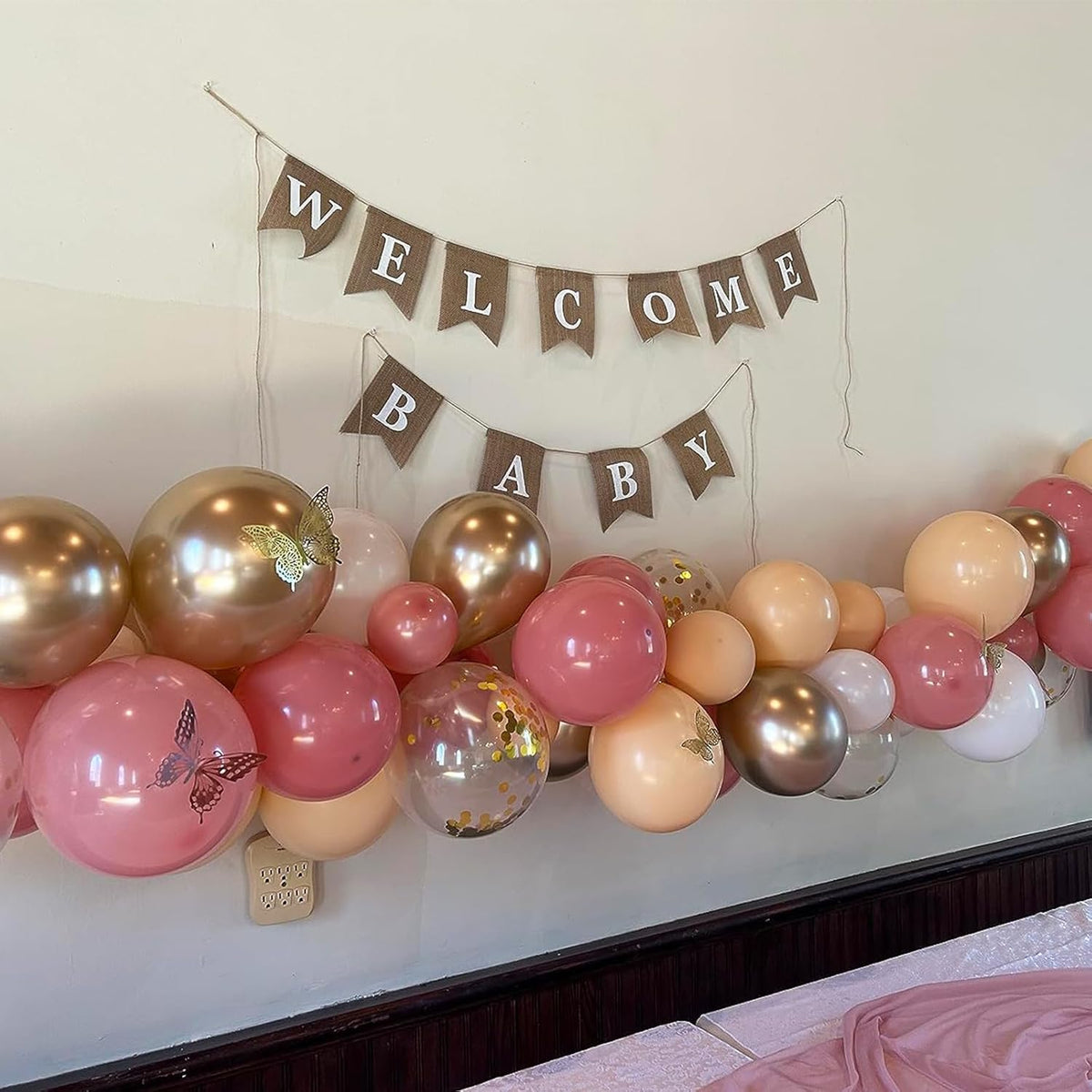 Retro Pink Beige Balloons Set, 12 Inch Dusty Pink Balloons Pink Gold Party Balloons Dark Gold Latex