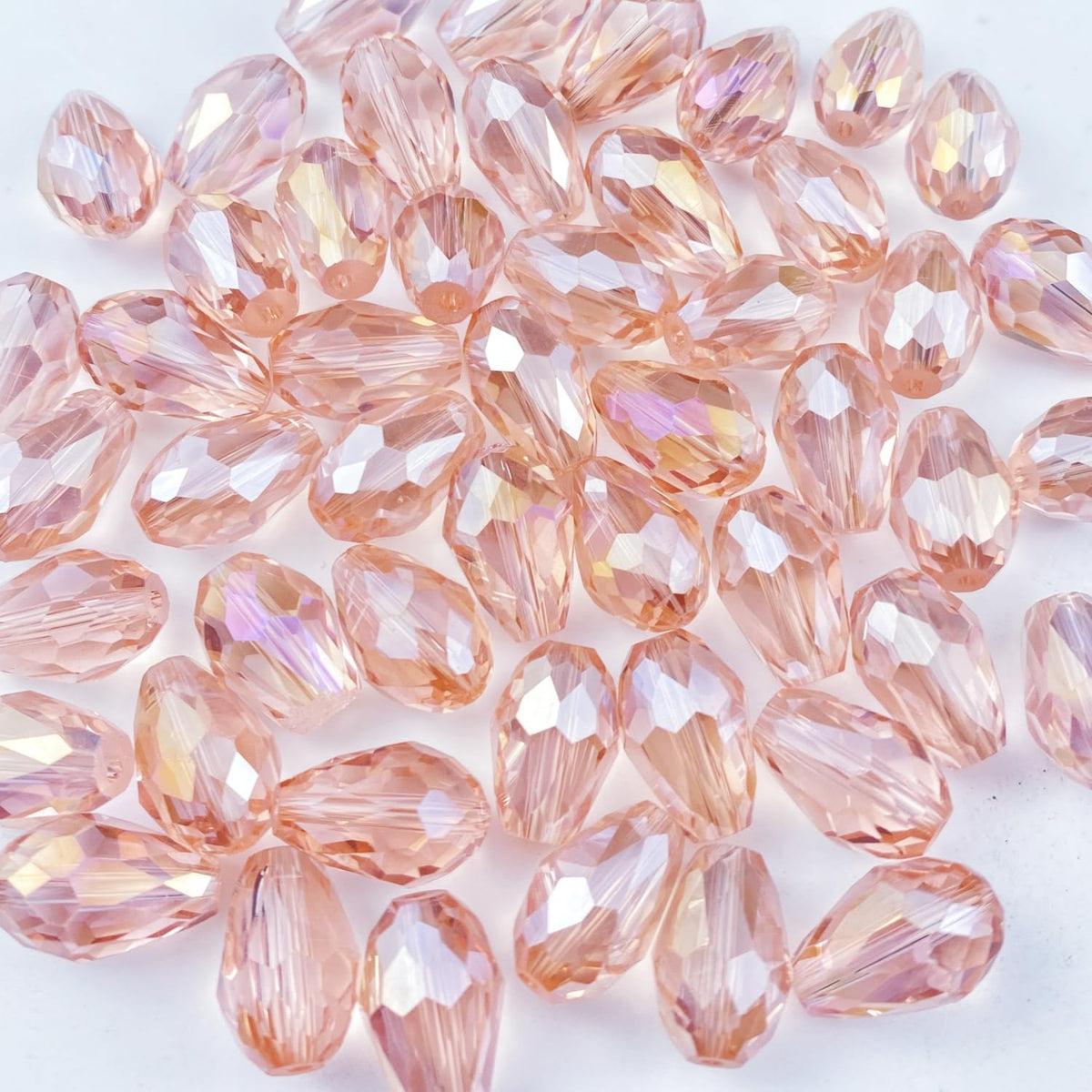 130pcs 6x8mm Teardrop Crystal Glass Beads Vertical Hole Faceted Glass Teardrop Spacer Beads for