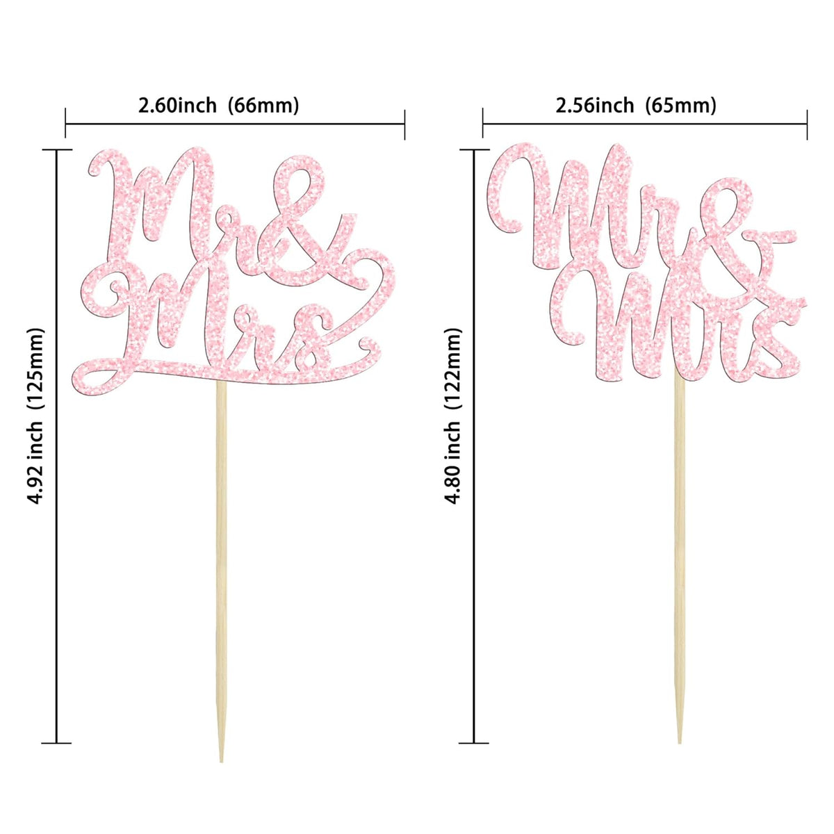 Gyufise 36Pcs Mr & Mrs Cupcake Toppers & Picks Wedding Engagement Cake Decorations for Wedding