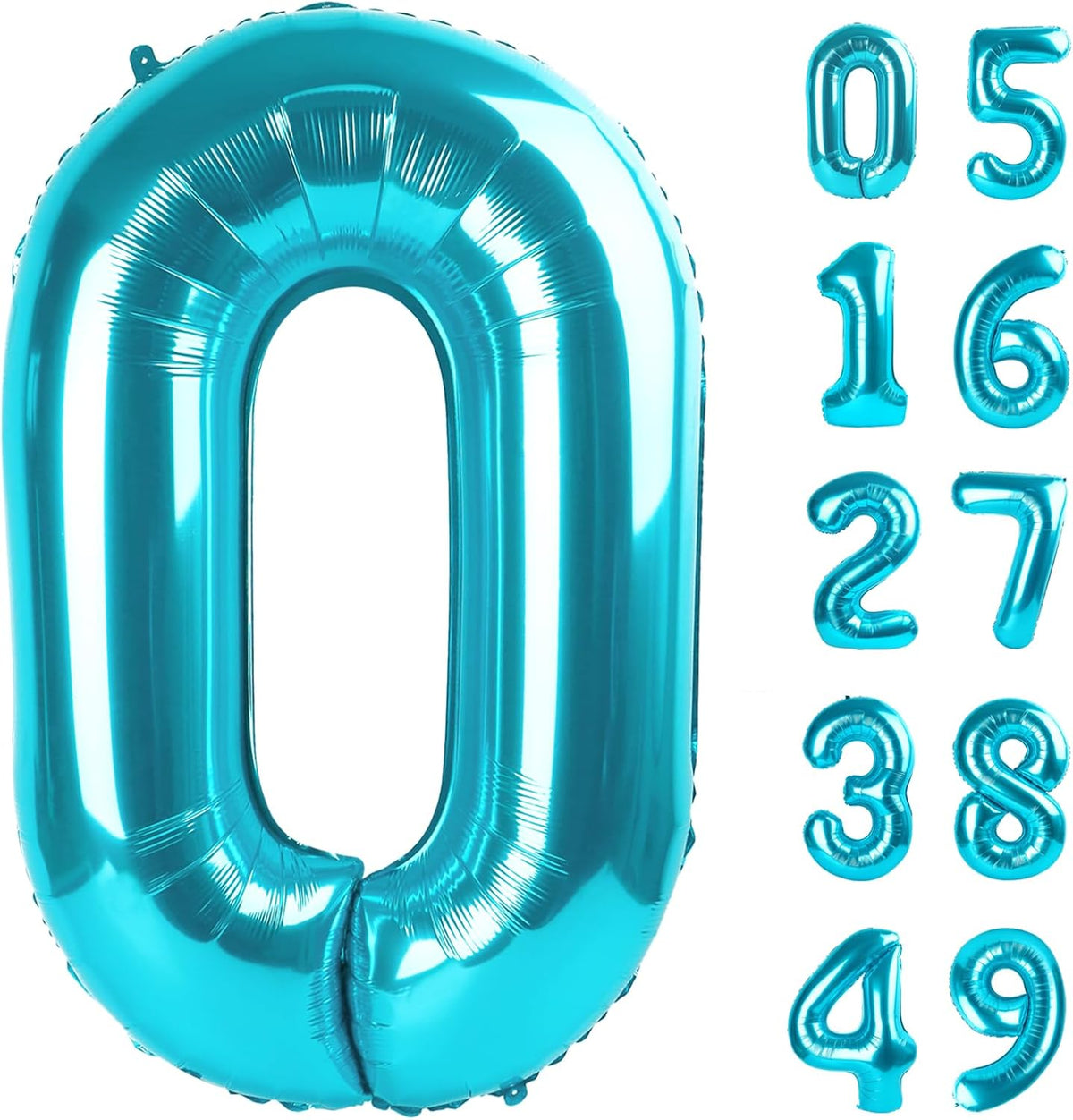 Blue Helium Number Balloon 40 Inch, Giant Foil Blue Number 0 Birthday Balloons, Large Numbers 10 20