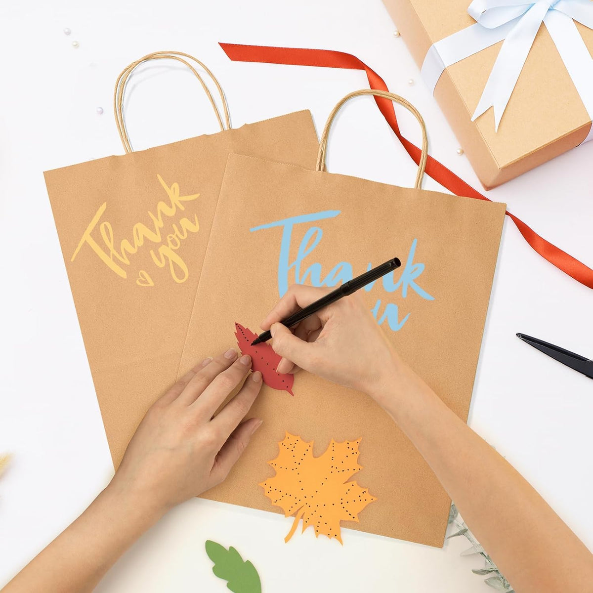 GSSUSA Brown Kraft Paper Gift Bag with Handles, 10x5x13 Bulk Shopping Grocery Paper Bags 200 Pcs
