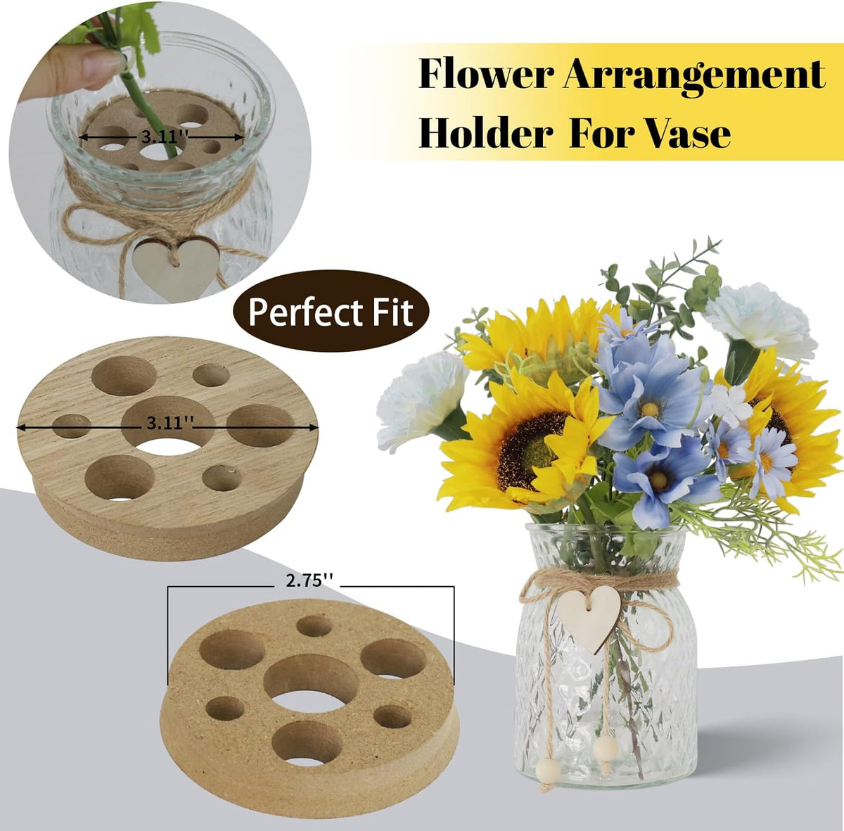 Leftover Faux Flowers in vase,Table centerpieces for Dining Room,Blue-Yellow Sunflower Flower