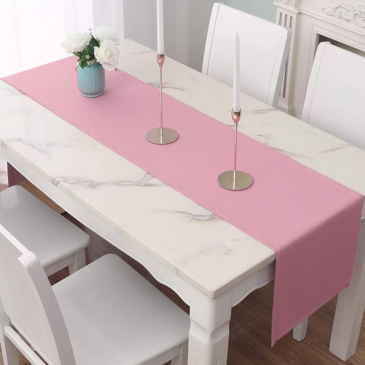DUALIFE Valentines Day Table Runner 14x72 Inch Pink Table Runner Wedding Anniversary Party Mother's