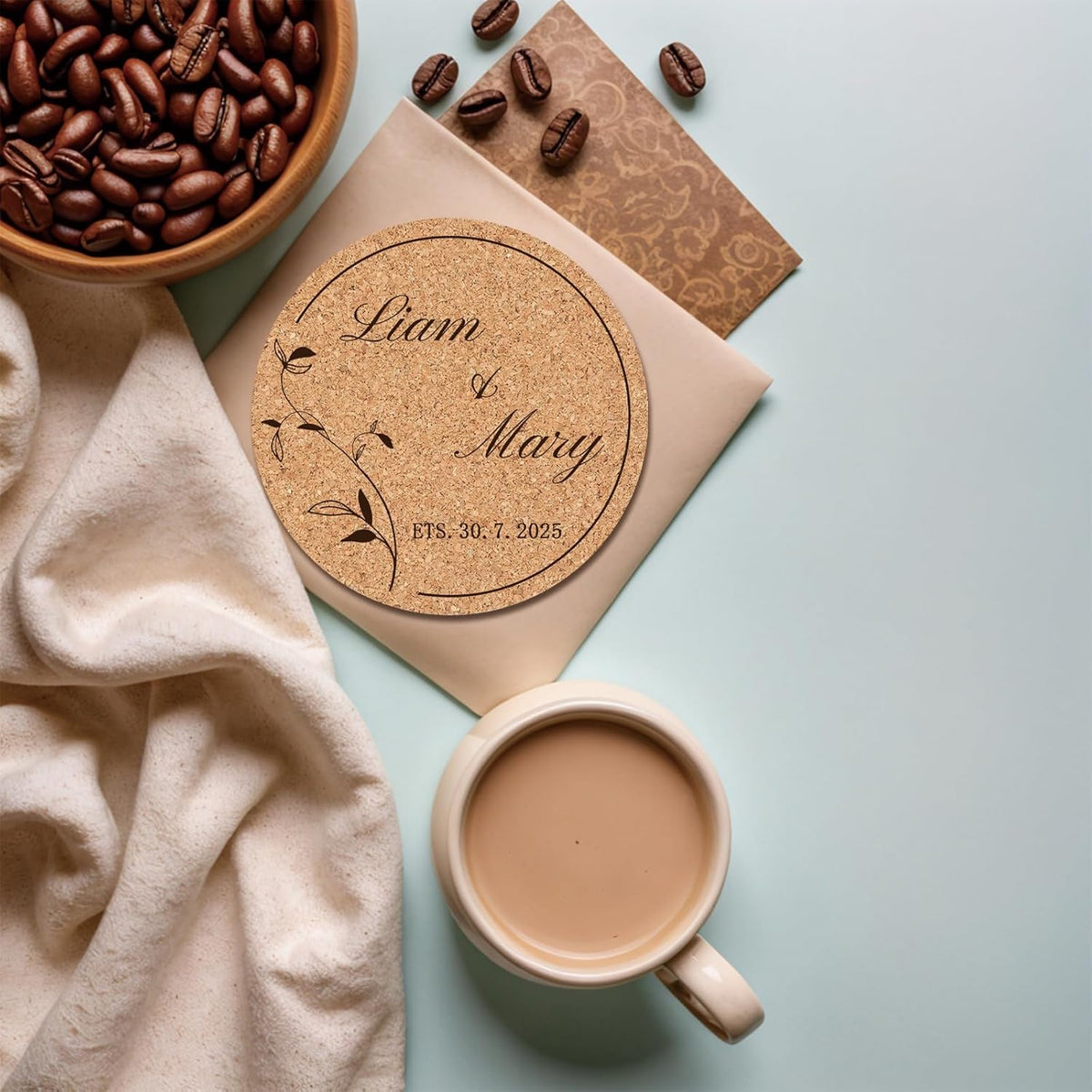 Custom Coasters Personalized Cork Coasters Bulk with Logo Wedding Personalized Cork Natural Wood