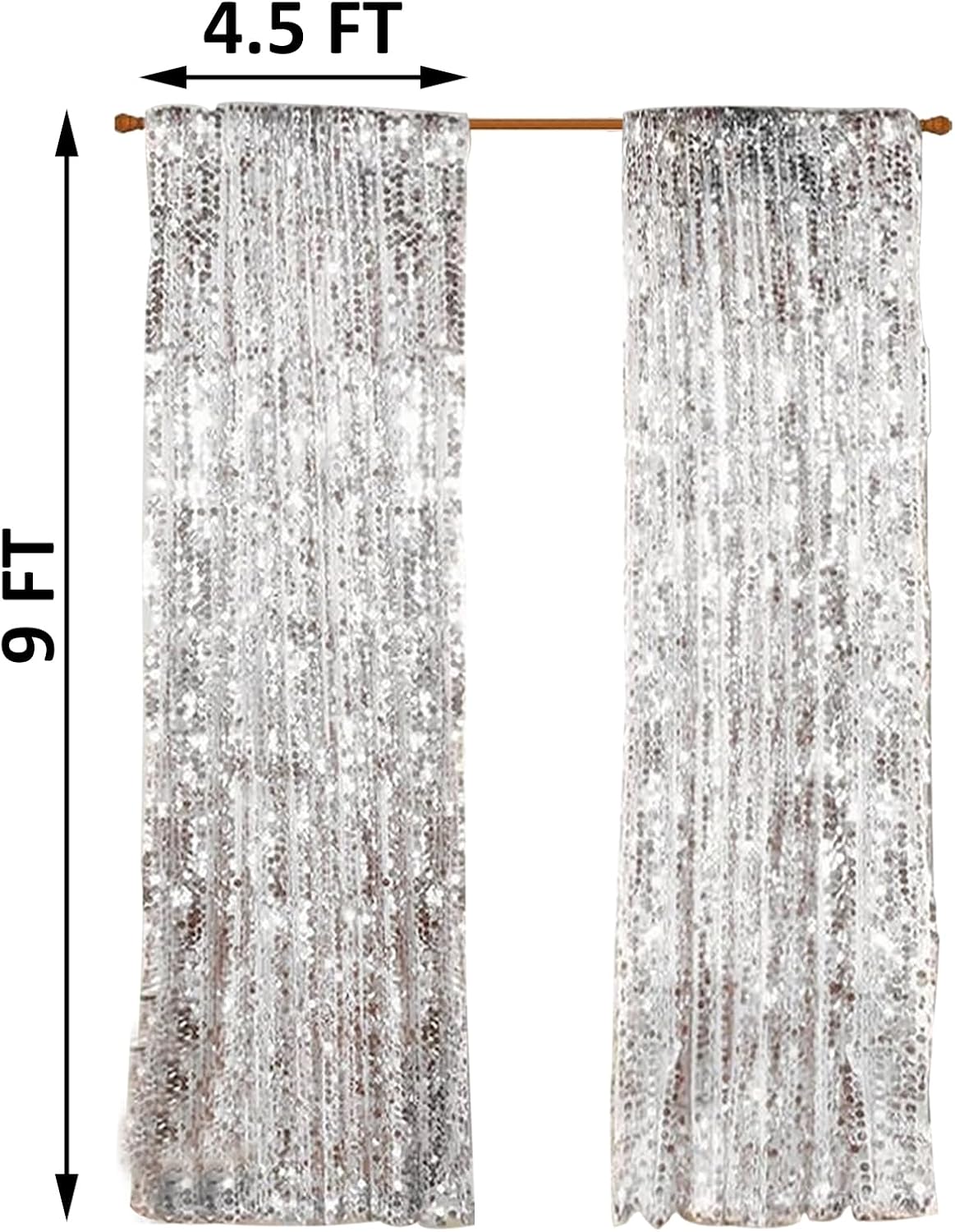 9FTx9FT Silver Big Sequin Backdrop Curtains Panels Drapes Home Party Supplies Sequin Background for