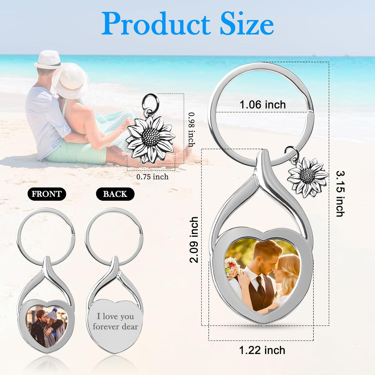 Double Side Custom Keychain with Picture Personalized Engraving Photo Text Customized Gifts for Men