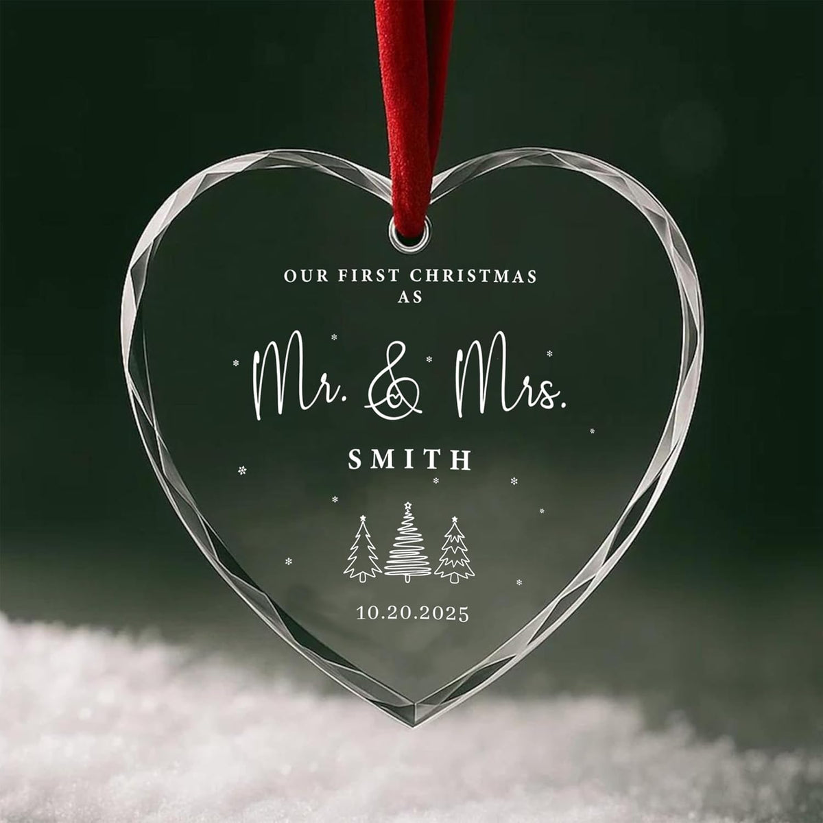 Personalized Glass Ornament 2025 for Married Couples with Name, Custom Wedding Keepsake Gift for