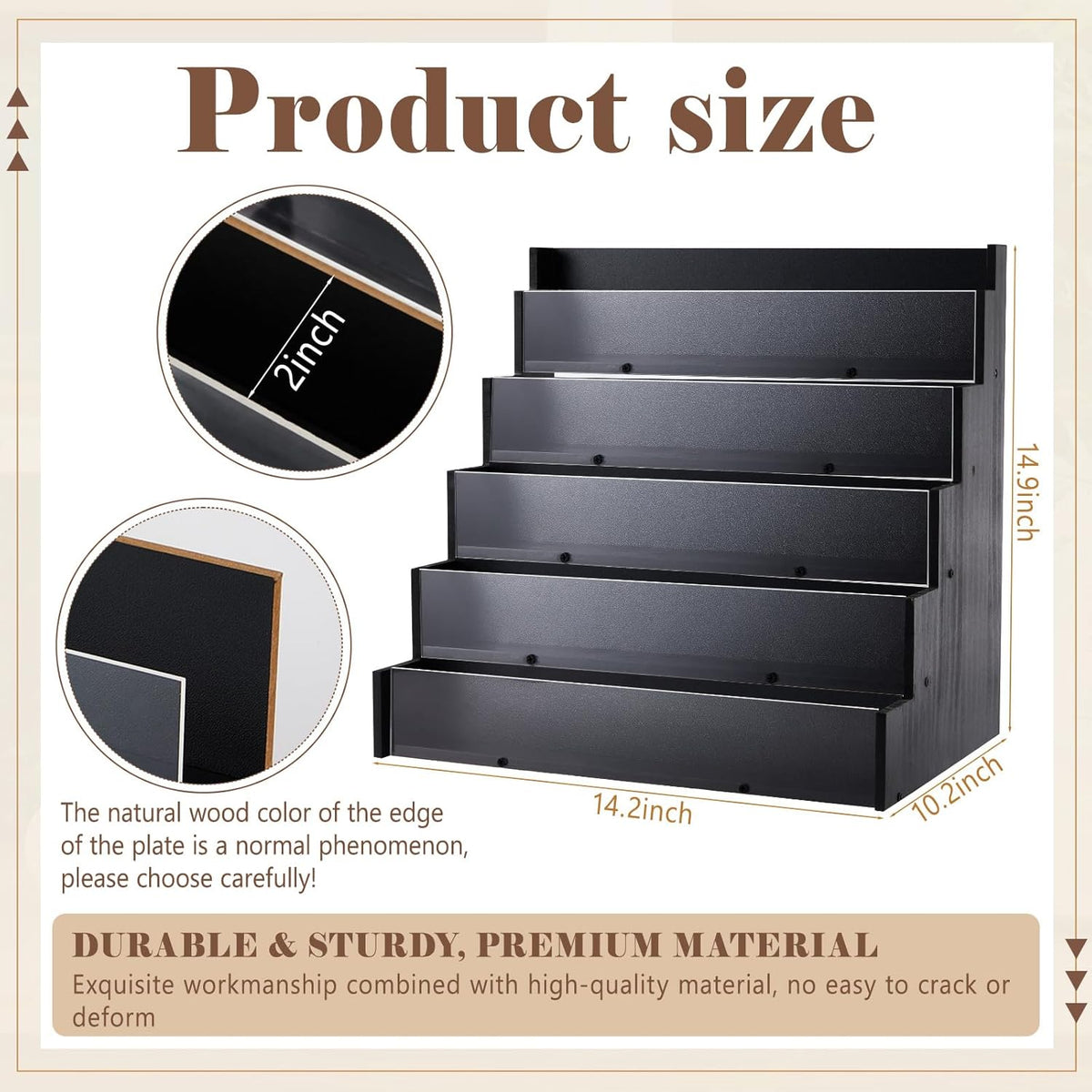 5 Tier Greeting Card Display Stand Black Bamboo and Acrylic Sticker Display Stand Trading Card