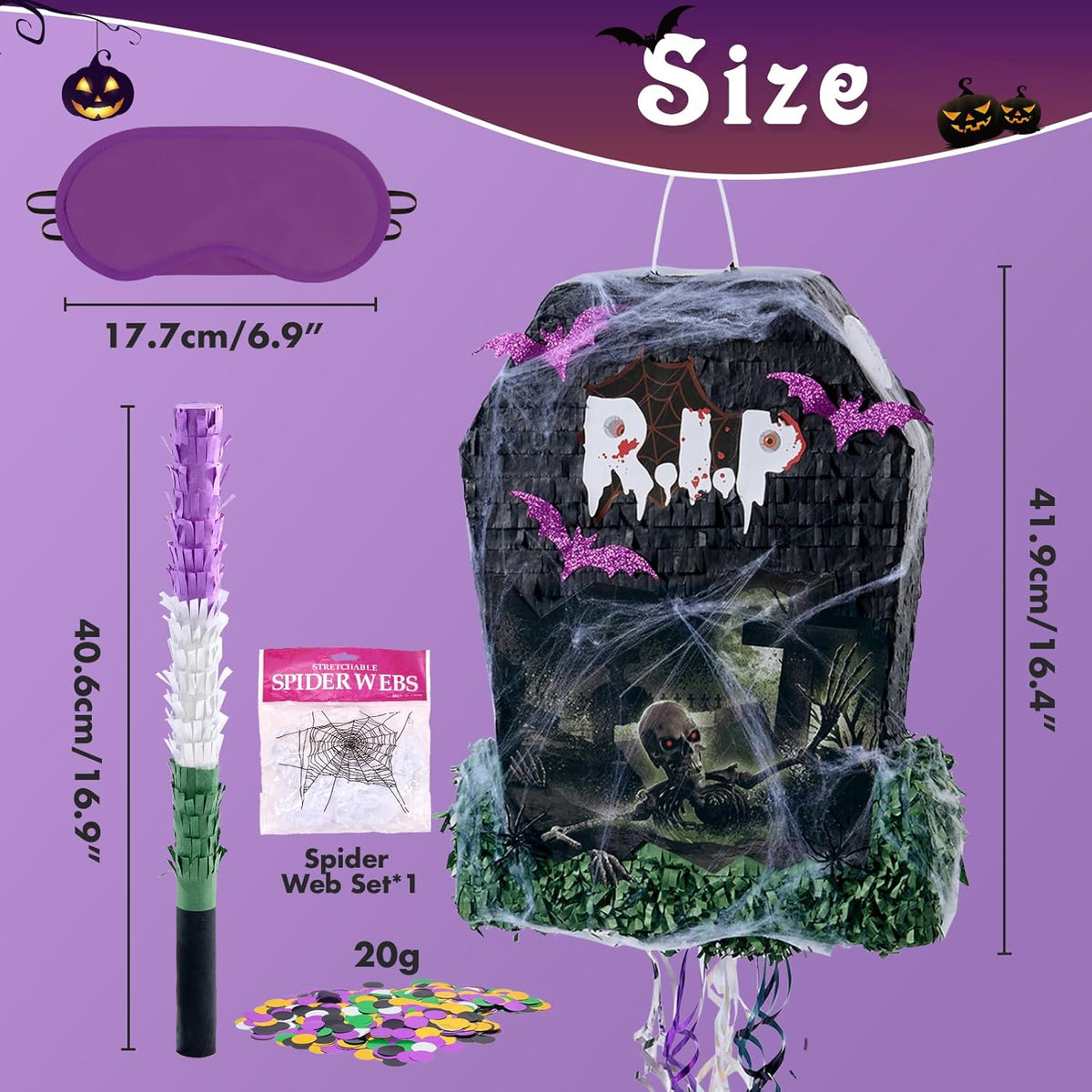 WERNNSAI Halloween Tombstone Piñata - Tombstone Bat Pinata Halloween Party Decor Favors for Kids