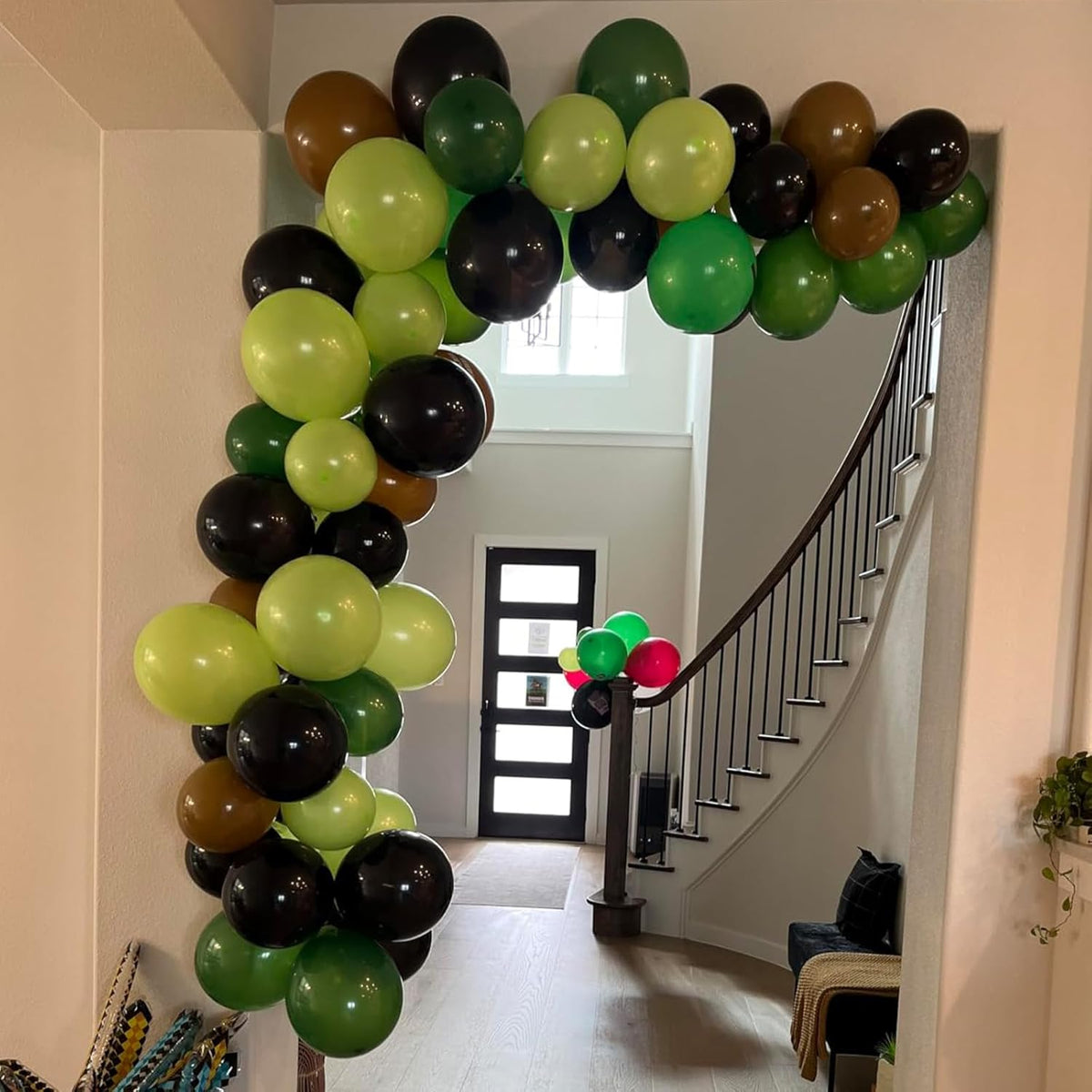 Green Brown Balloons, 60 Pcs 12 Inch Dark Green Black Confetti Balloons for Boys Men Kids Video