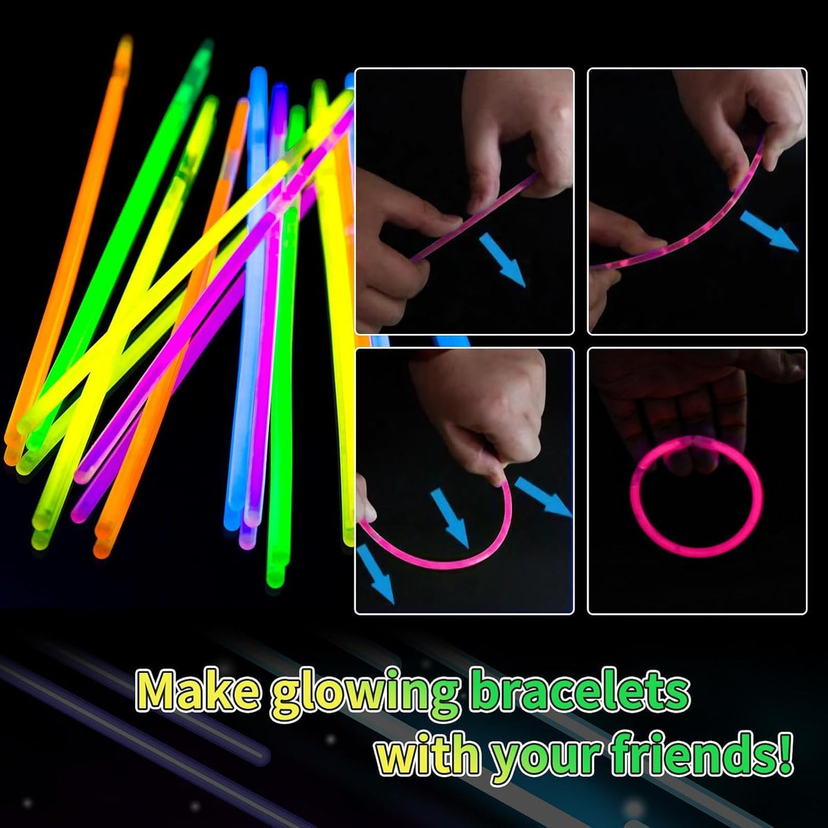 200 Pack 8'' Glow Sticks Bulk Party Favors Red Light Up Sticks with Connectors Neon Glow in the
