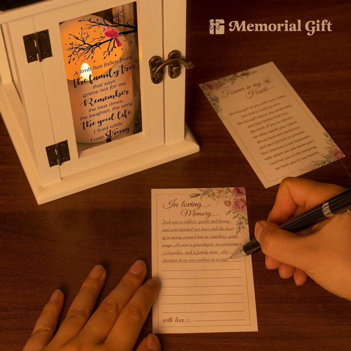 Memorial Lantern - Bereavement Sympathy Gifts for Loss of Loved One - Remembrance Gifts with LED