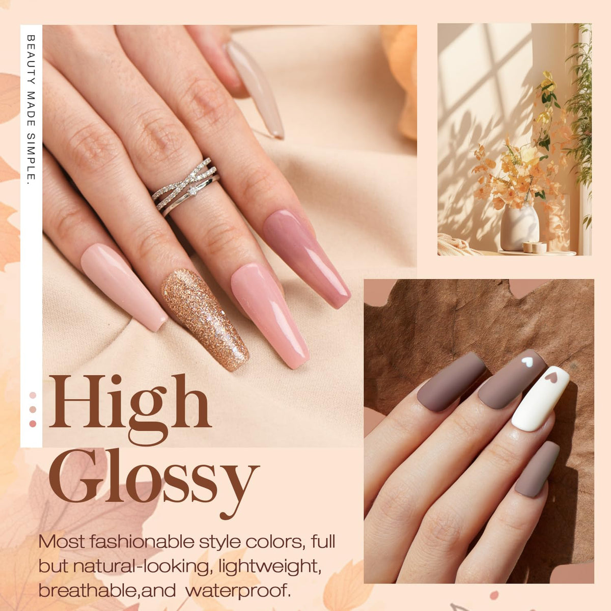 AZUREBEAUTY 30Pcs Dip Powder Nail Kit Starter with Nail Sticks, Nude Skin Tones Neutral Pink 8