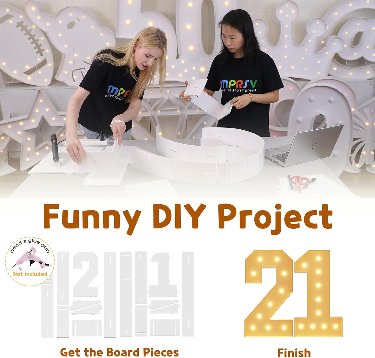imprsv 4FT Light Up Numbers, Marquee Numbers 21st Birthday Decorations for Her Him, Large Light Up