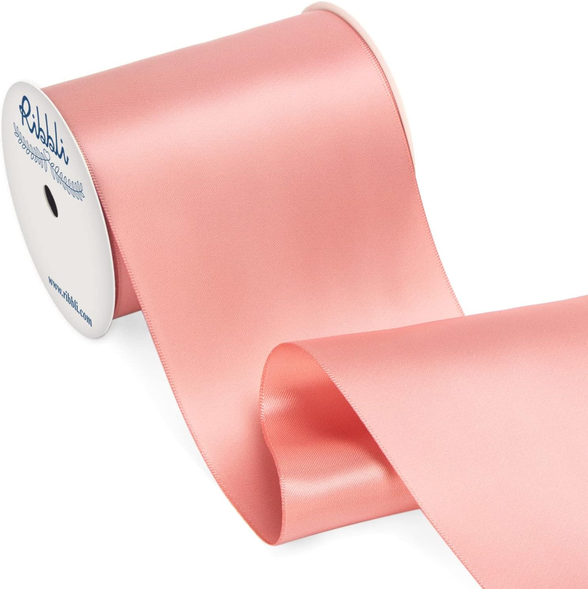 Ribbli Rose Gold Satin Ribbon 4 Inch Wide Rose Gold Ribbon for Wedding Chair Sash Grand Opening