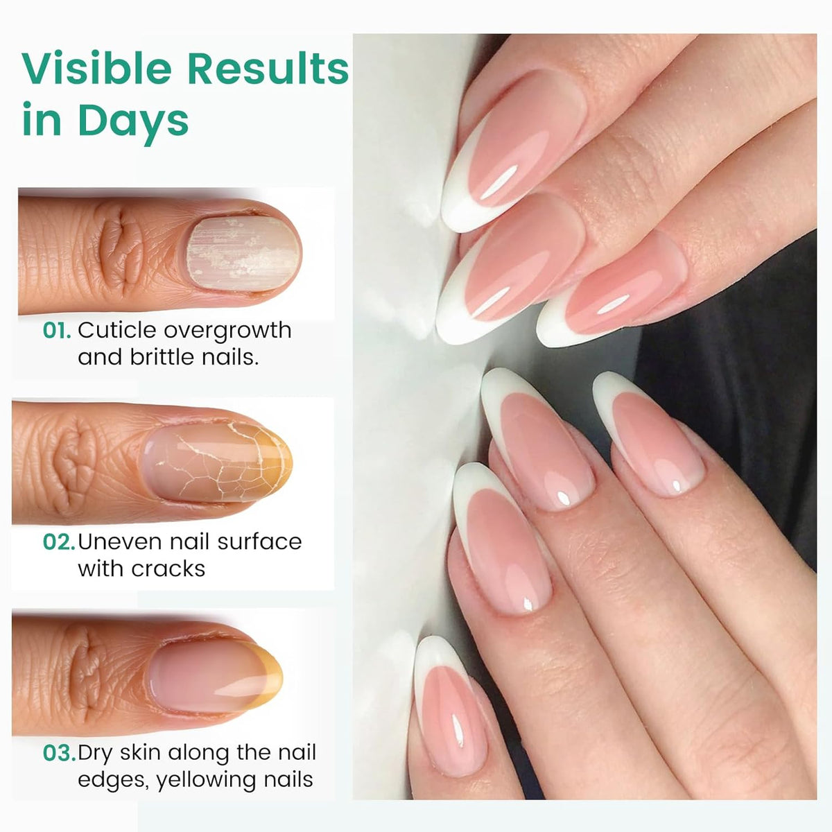 Ceramic Cuticle Oil Pusher Pen: 3-in-1 Nail Cuticle Buffer Pens for Hangnails, Dry & Damaged Nails