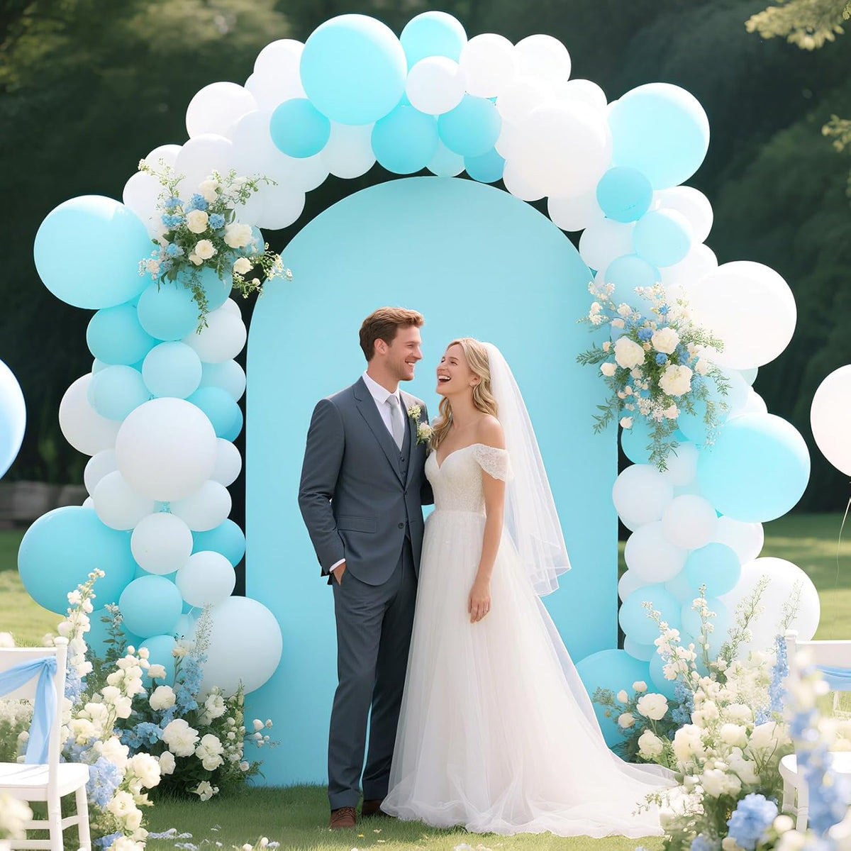 Ledido Wedding Arch Backdrop Cover 6FT 7.2FT Arch Covers 2Set Fitted Stretchy Spandex Round Top