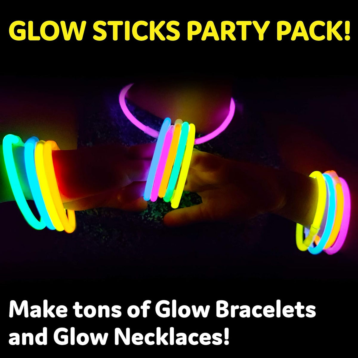 PartySticks Ultra Bright Glow Sticks Bulk Party Supplies 200 Pack - 8" Glow in the Dark Light Up