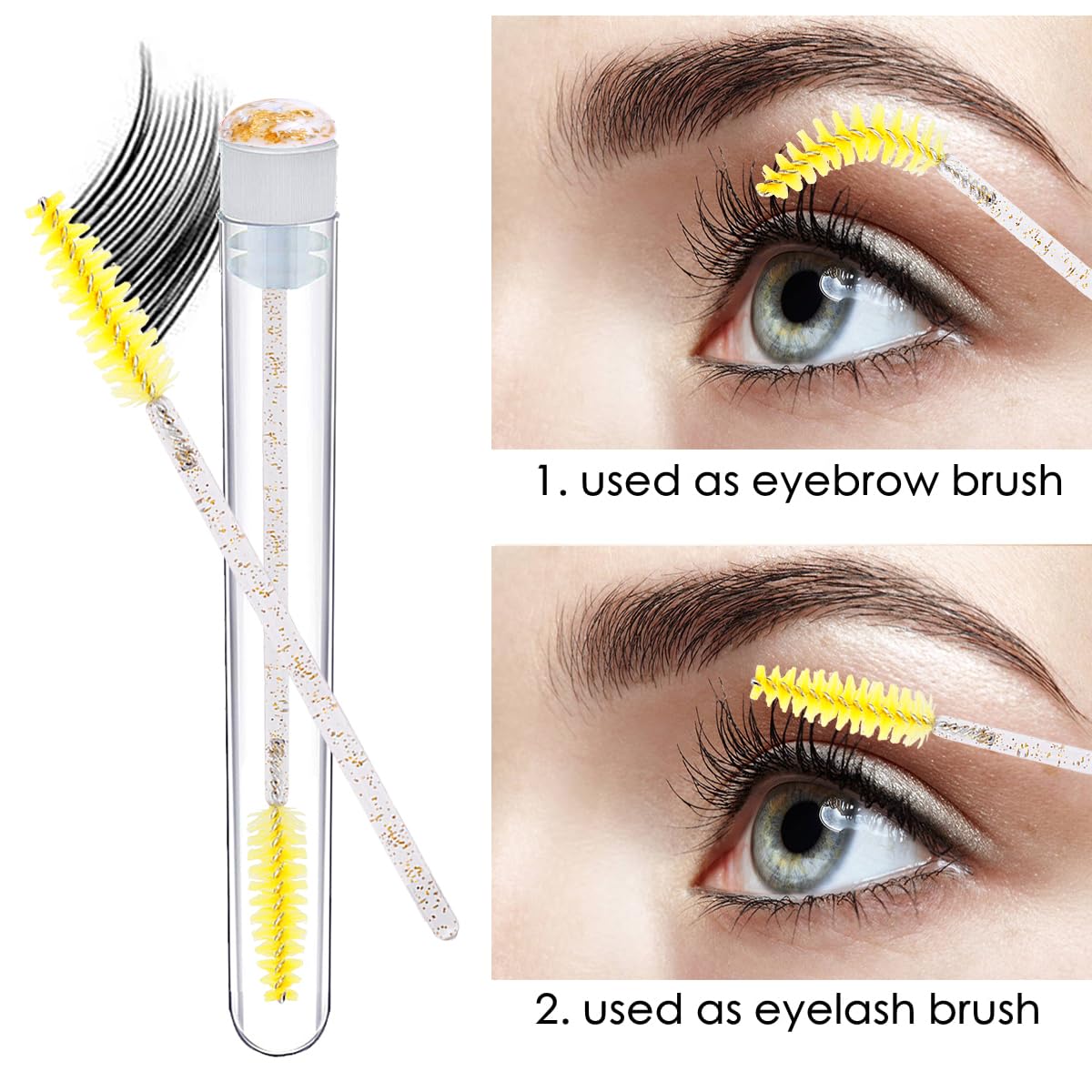 Mascara Brushes Tubes Set 70 Pieces Disposable Eyelash Brushes Replacement with 20 Pieces Empty