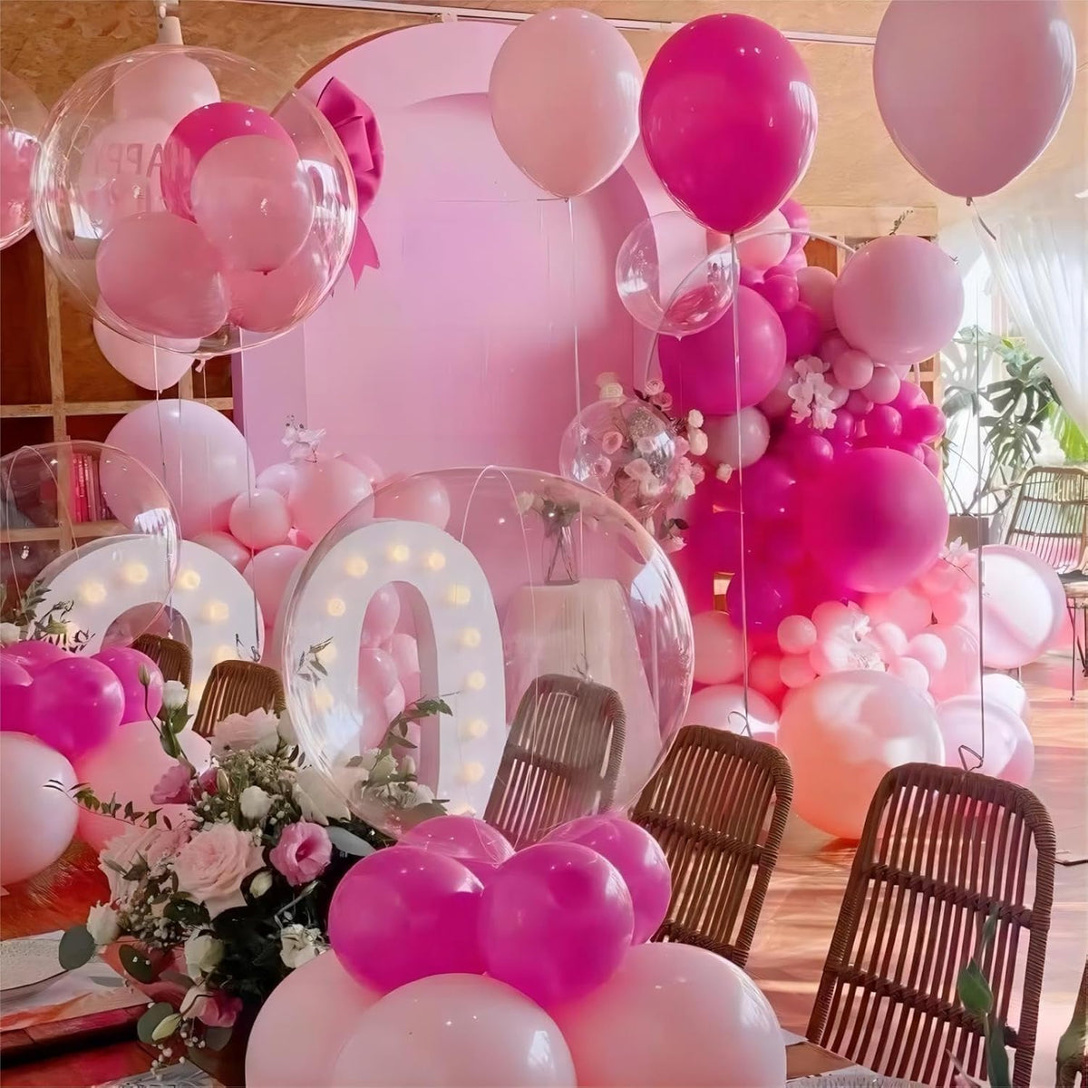 100pcs Hot Pink Balloons, Helium Quality 12 inch Bright Pink Latex Party Balloon for Birthday
