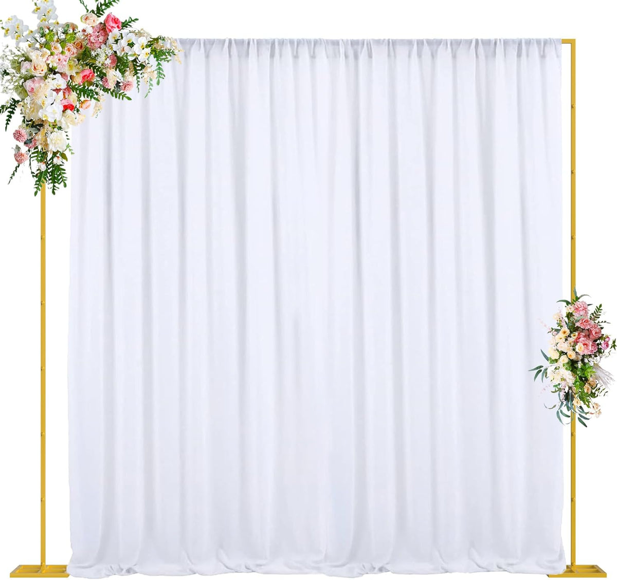 Wokceer 10x10 FT Backdrop Stand Heavy Duty Pipe and Drape Kit, Adjustable Gold Backdrop Stand for
