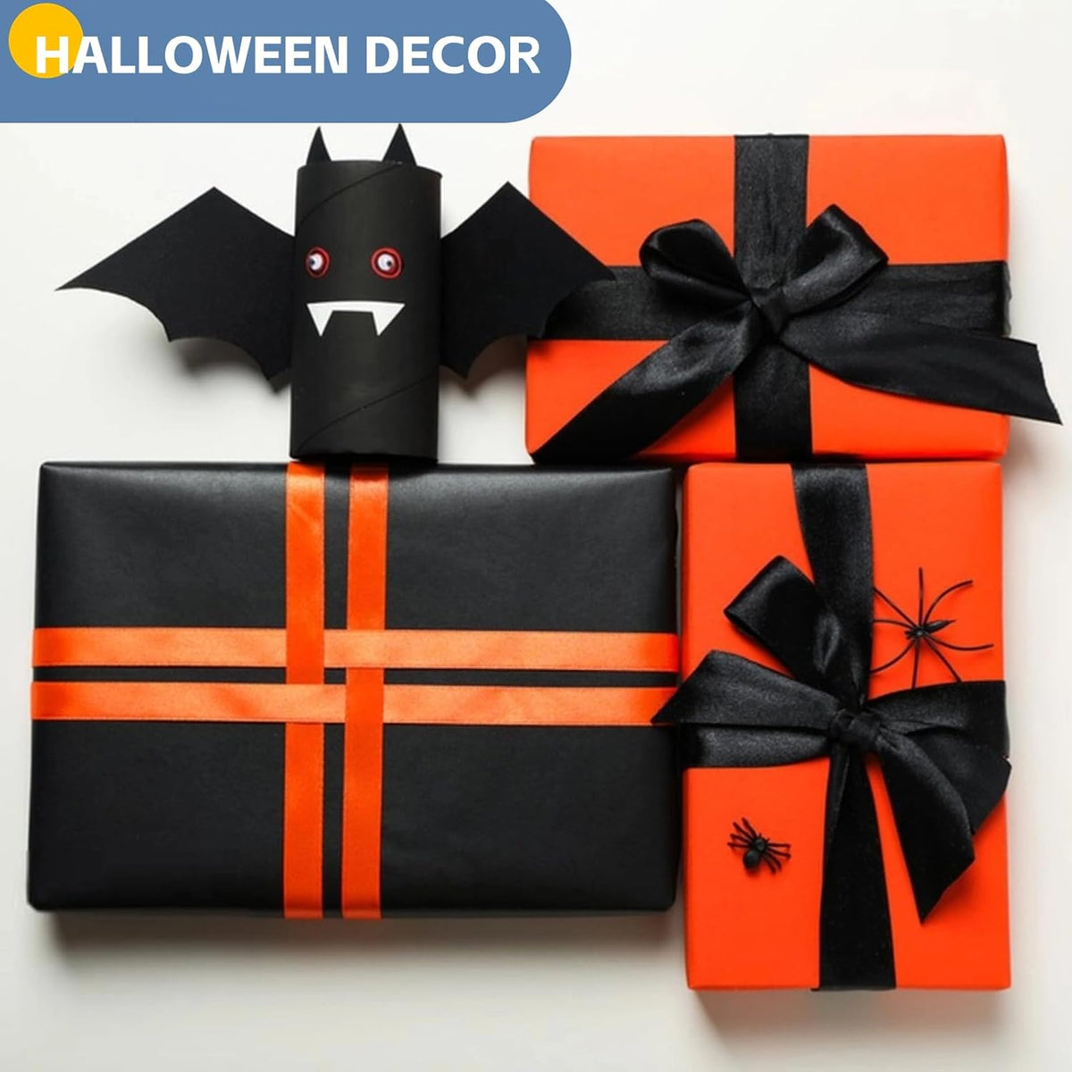 Orange Halloween Wrapping Paper 15"x450", Solid Color Orange Red Construction Bulletin Board Art