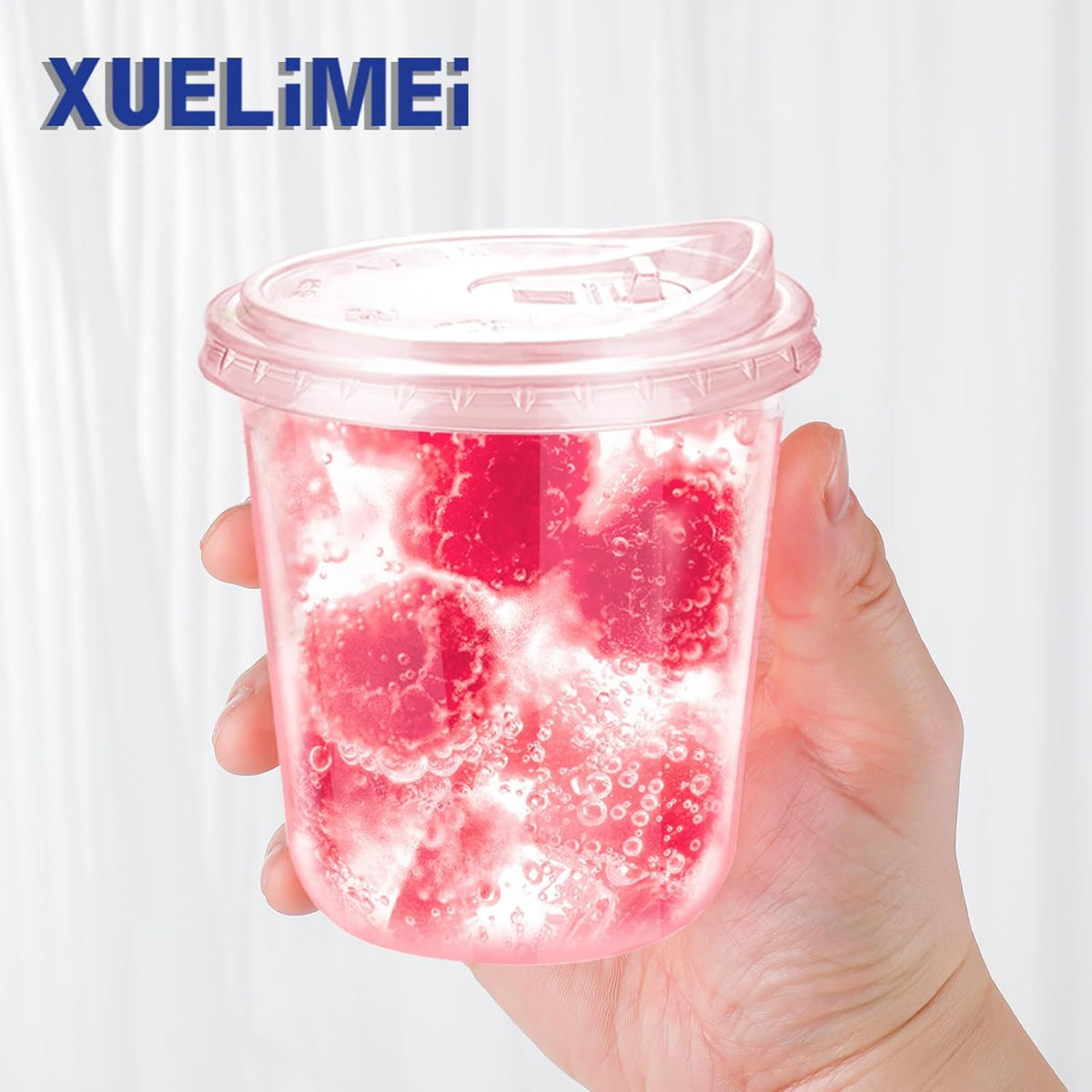 12oz Disposable Stemless Glasses With Strawless Sip Lids,PET Disposable Drinking Cups,Clear Plastic