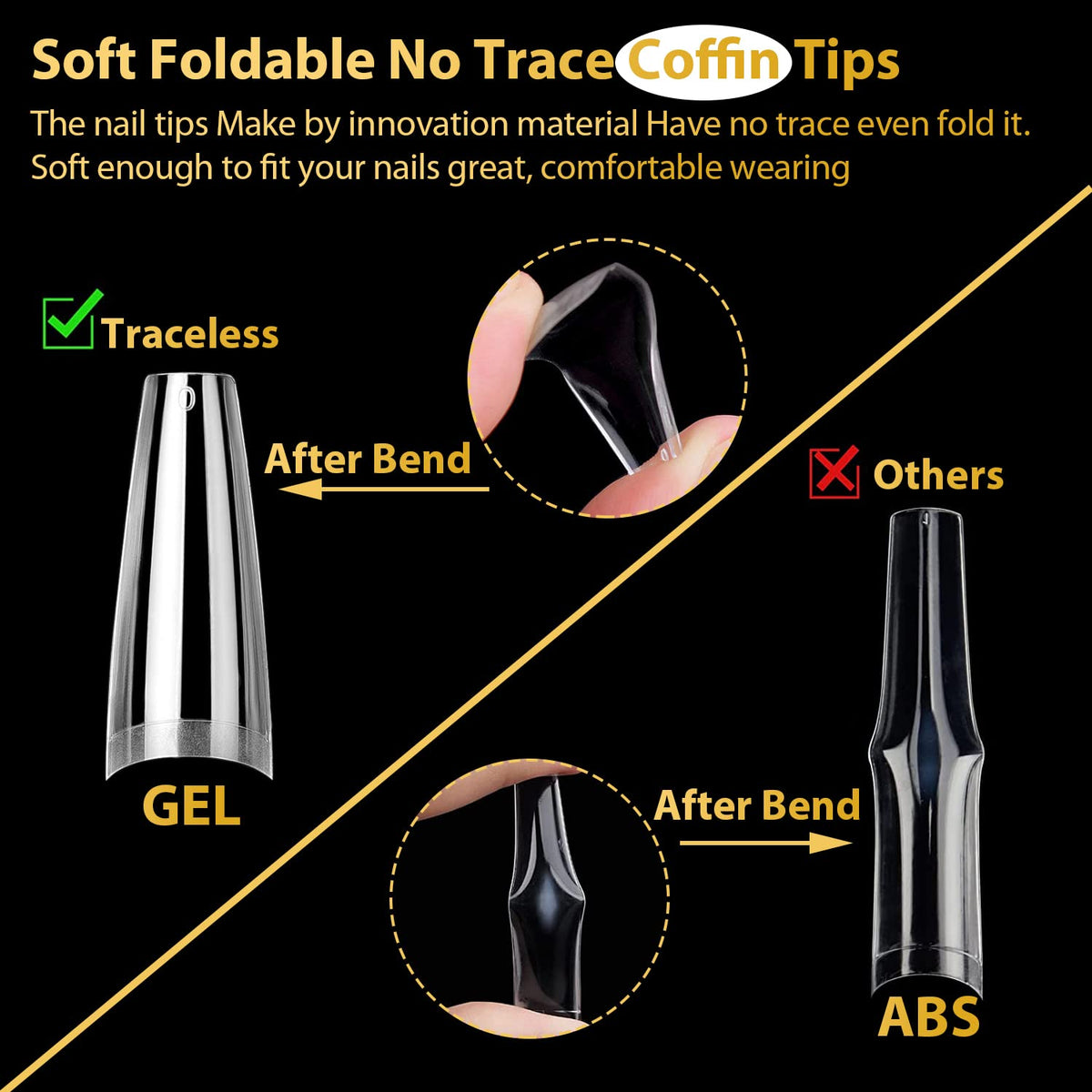 UNA GELLA Gel Nail Tips Coffin - Long Coffin Ballerina Nails Tips Half Cover Ballerina Acrylic Fake