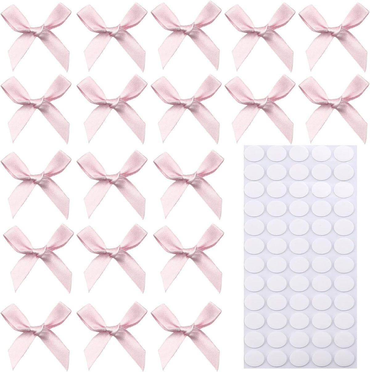 60pcs 1.7" Mini Pink Ribbon Bows Decor – Small DIY Satin Bows for Crafts, Little Bows for Gift