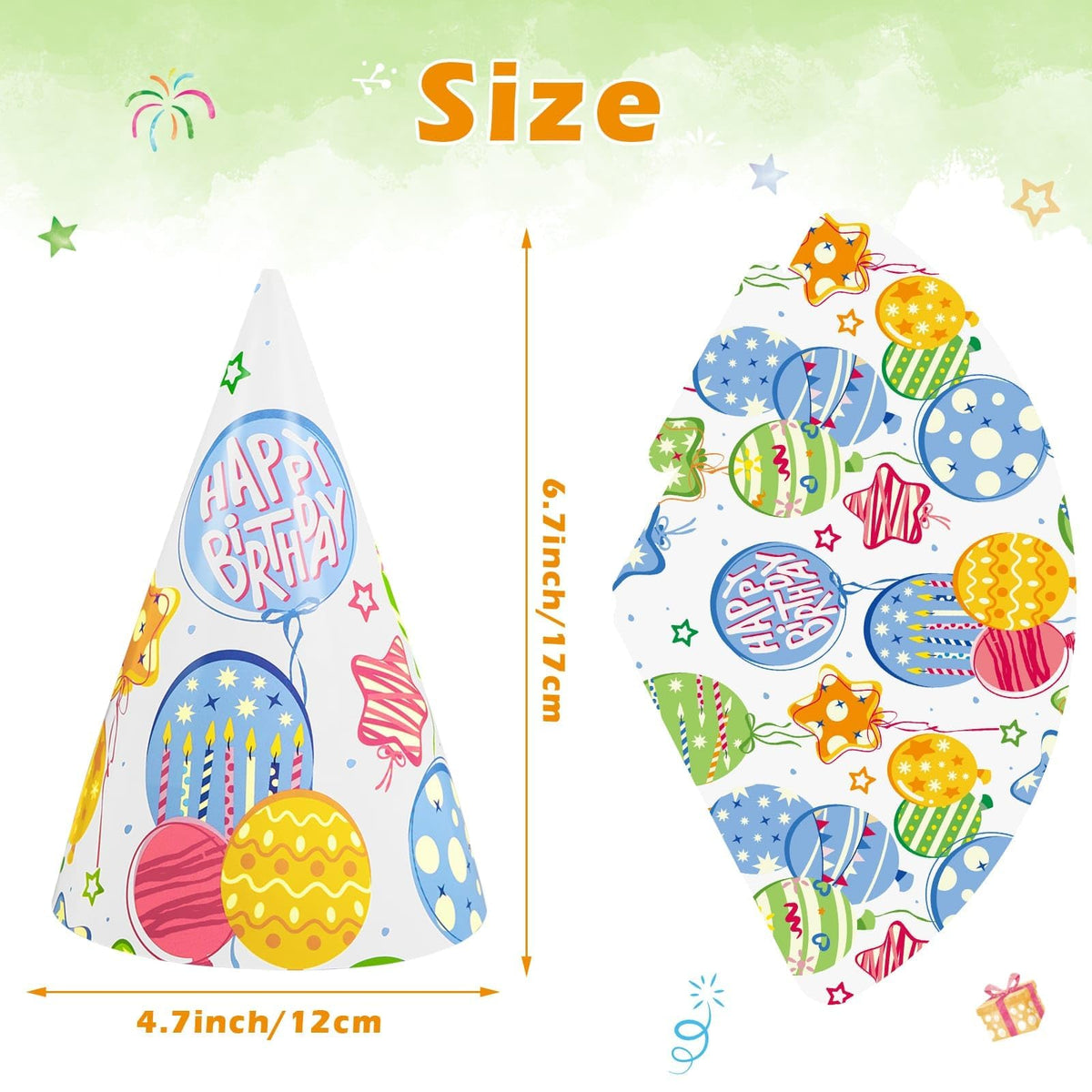 WERNNSAI 12 PCS Birthday Party Hats Colorful Party Headwear for Kids Adults