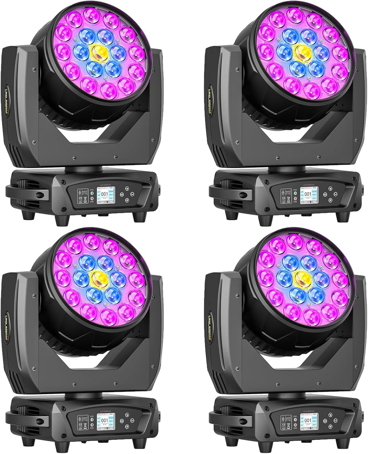 19x10W Moving Head Light Focusing/Beam/Wash/Zoom Effect Stage Lights 4-in-1 LED DMX512 & Sound