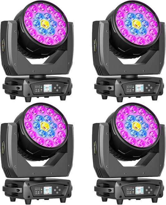 19x10W Moving Head Light Focusing/Beam/Wash/Zoom Effect Stage Lights 4-in-1 LED DMX512 & Sound