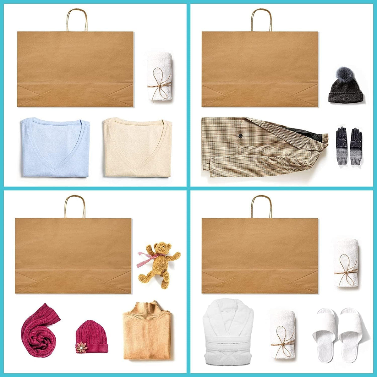 GSSUSA 16x6x12 Large Paper Bags with Handles 200Pcs, Valentine's Day Gift Bag, Bags for Small