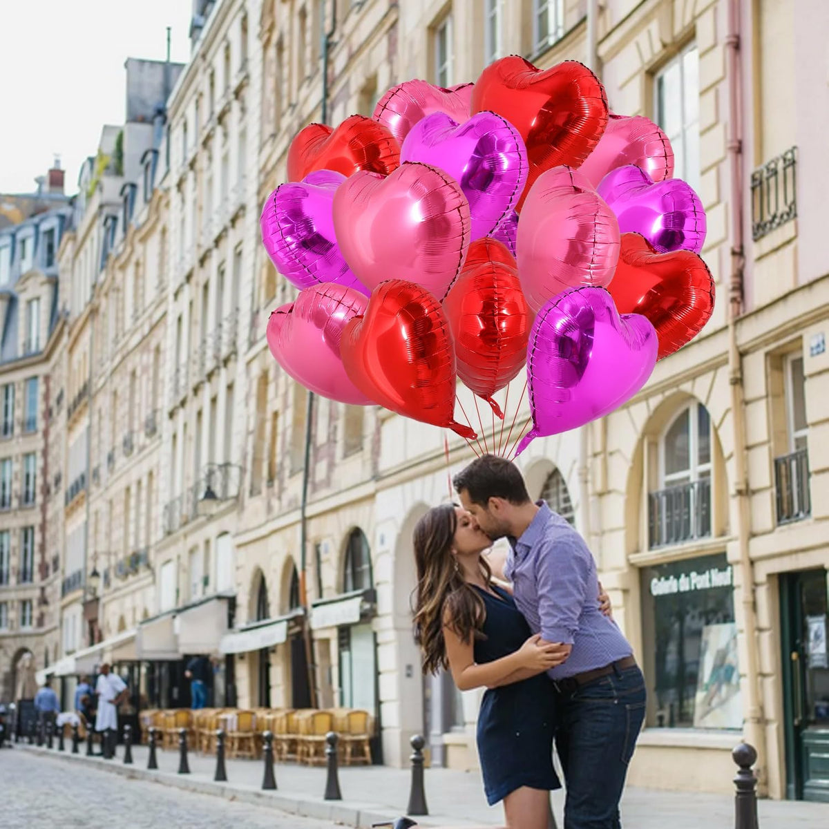 TONIFUL 30Pcs 18 Inch Rose Red Heart Balloons Valentine’s Day Heart Shape Foil Mylar Balloons