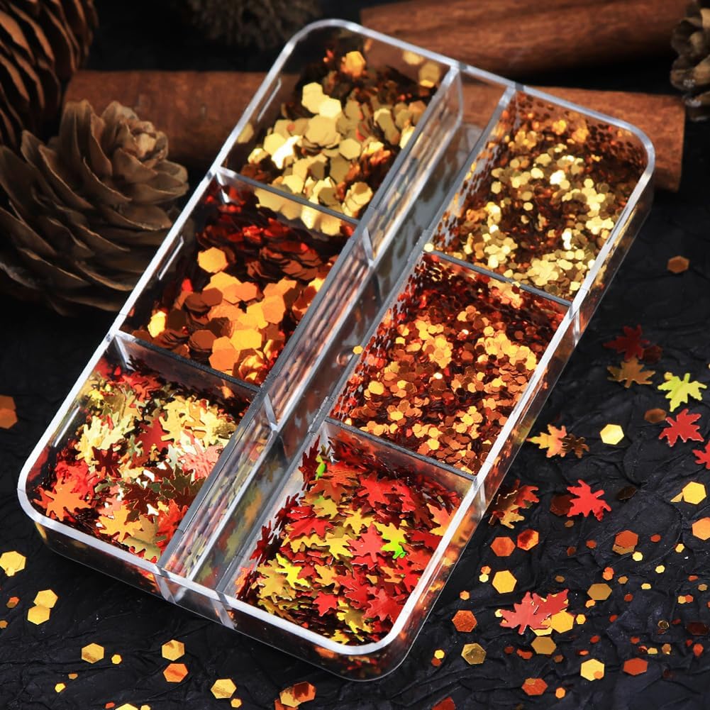 Maple Leaves Confetti,2000pcs Fall Leaves Party Table Decorations Scatter Foil Confetti for Autumn
