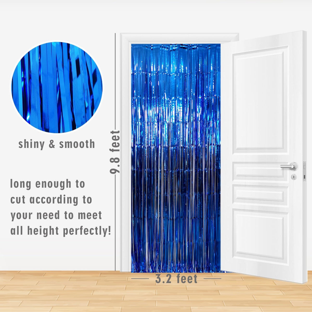 GOER 6.4 ft x 9.8 ft Metallic Tinsel Foil Fringe Curtains,Pack of 2 Party Streamer Backdrop for