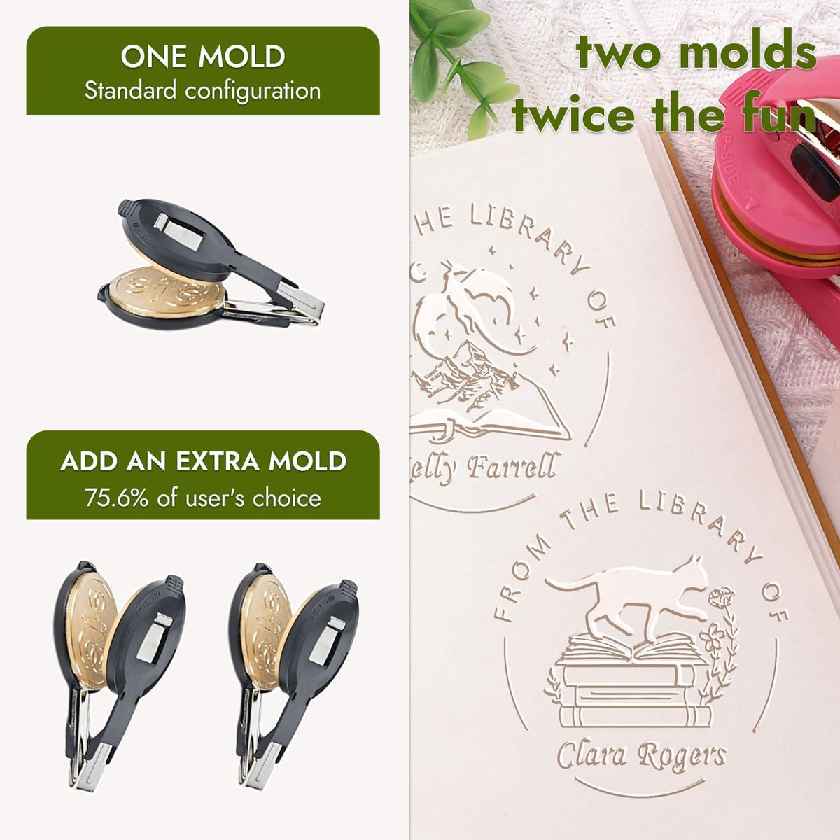 Upgraded Book Embosser Personalized | Custom Book Stamp | Storage Gift Box Set - Include Magnetic