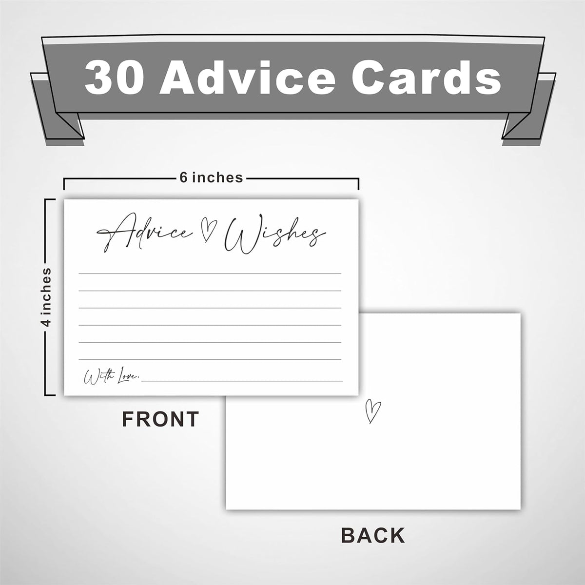 30 Advice And Wishes Cards, Minimalism White Wishes Cards For Wedding, Bridal Shower, Advice And