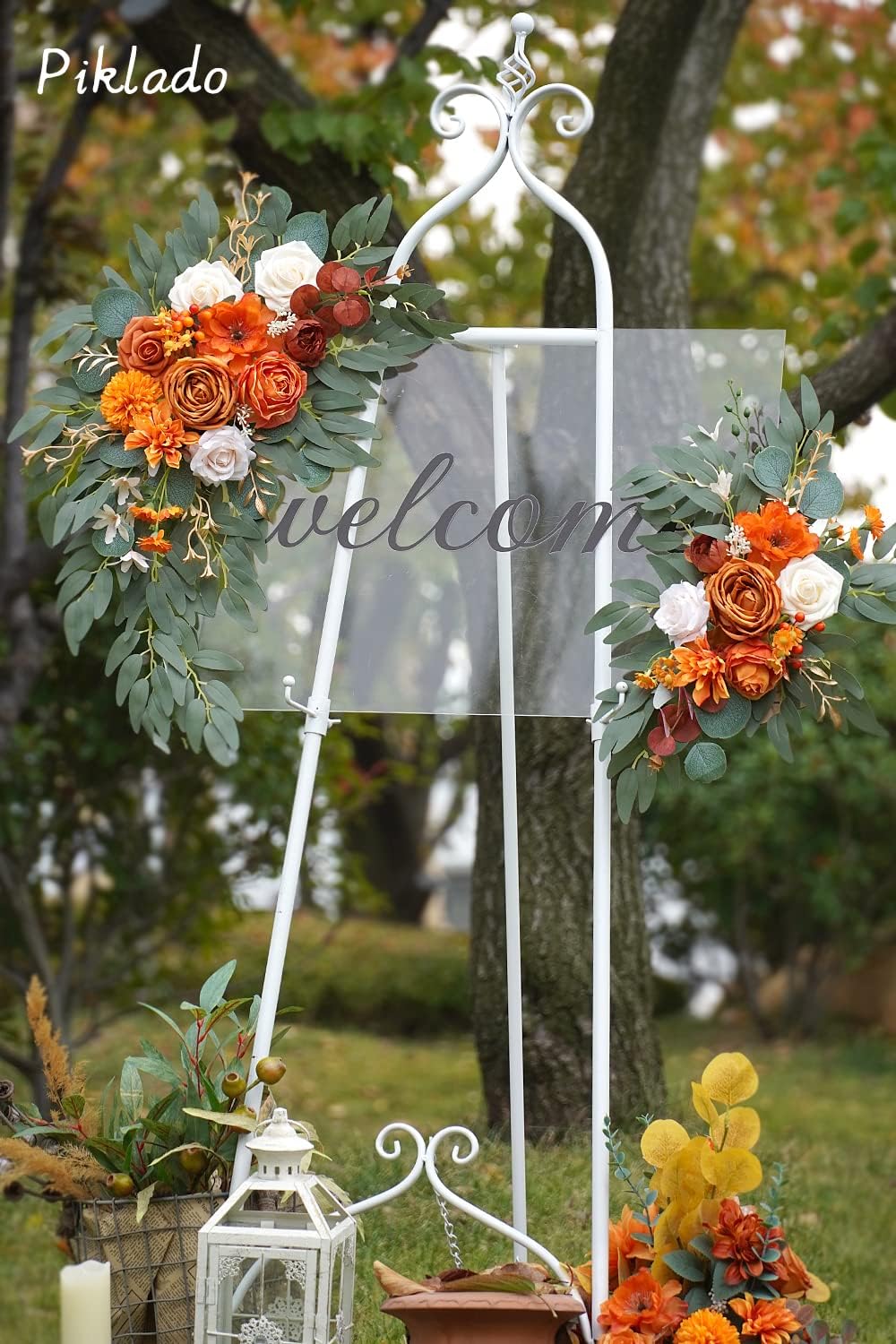 Faux Flower Swag Set of 2 for Wedding Welcome Signs Floral Swag Wedding Reception Ceremony Signs