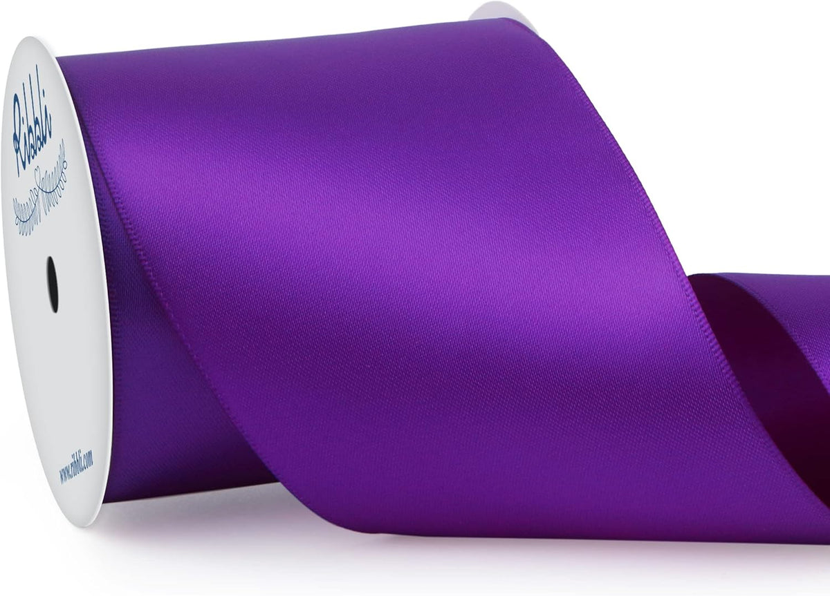 Ribbli Purple Double Faced Satin Ribbon, 3” x Continuous 10 Yards,Use for Bows Bouquet,Gift
