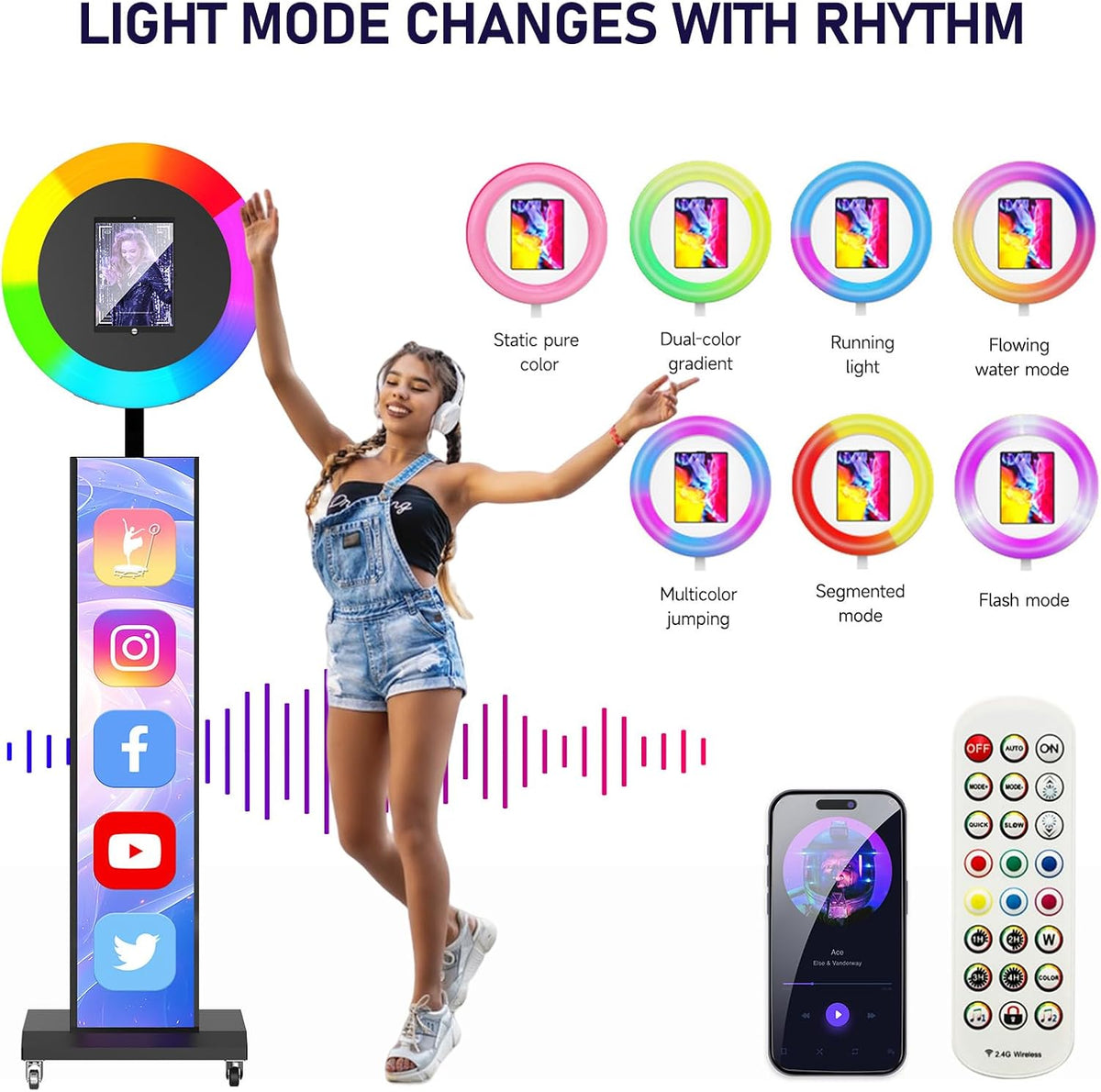 MWE Portable Photo Booth Machine Stand Compatible with Any Ipad with Software APP and Remote