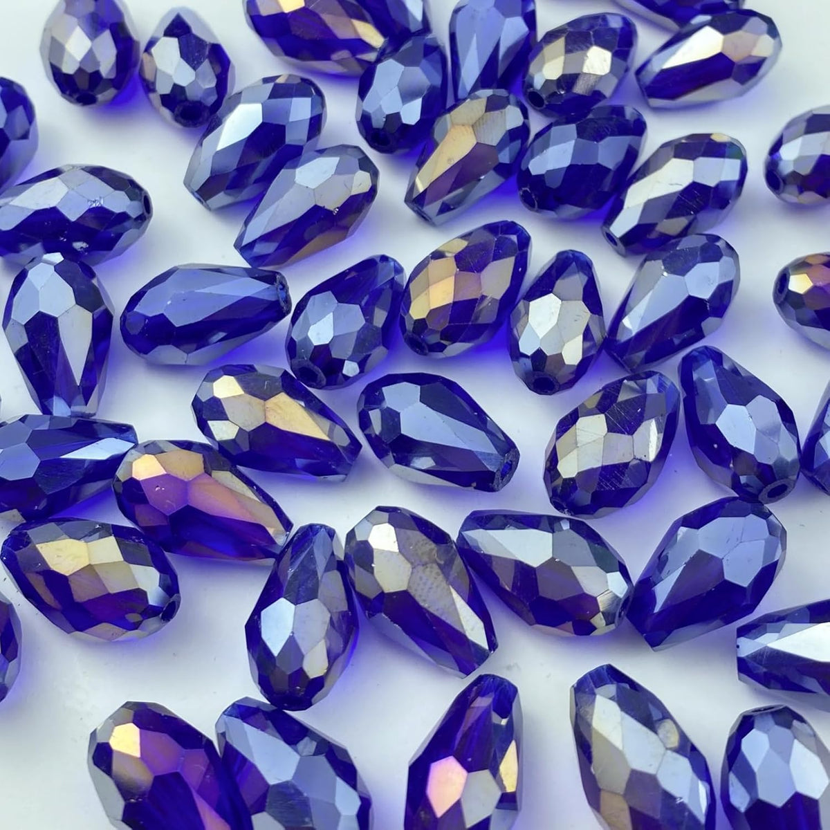 200pcs 4x6mm Teardrop Crystal Glass Beads Vertical Hole Faceted Glass Teardrop Spacer Beads for