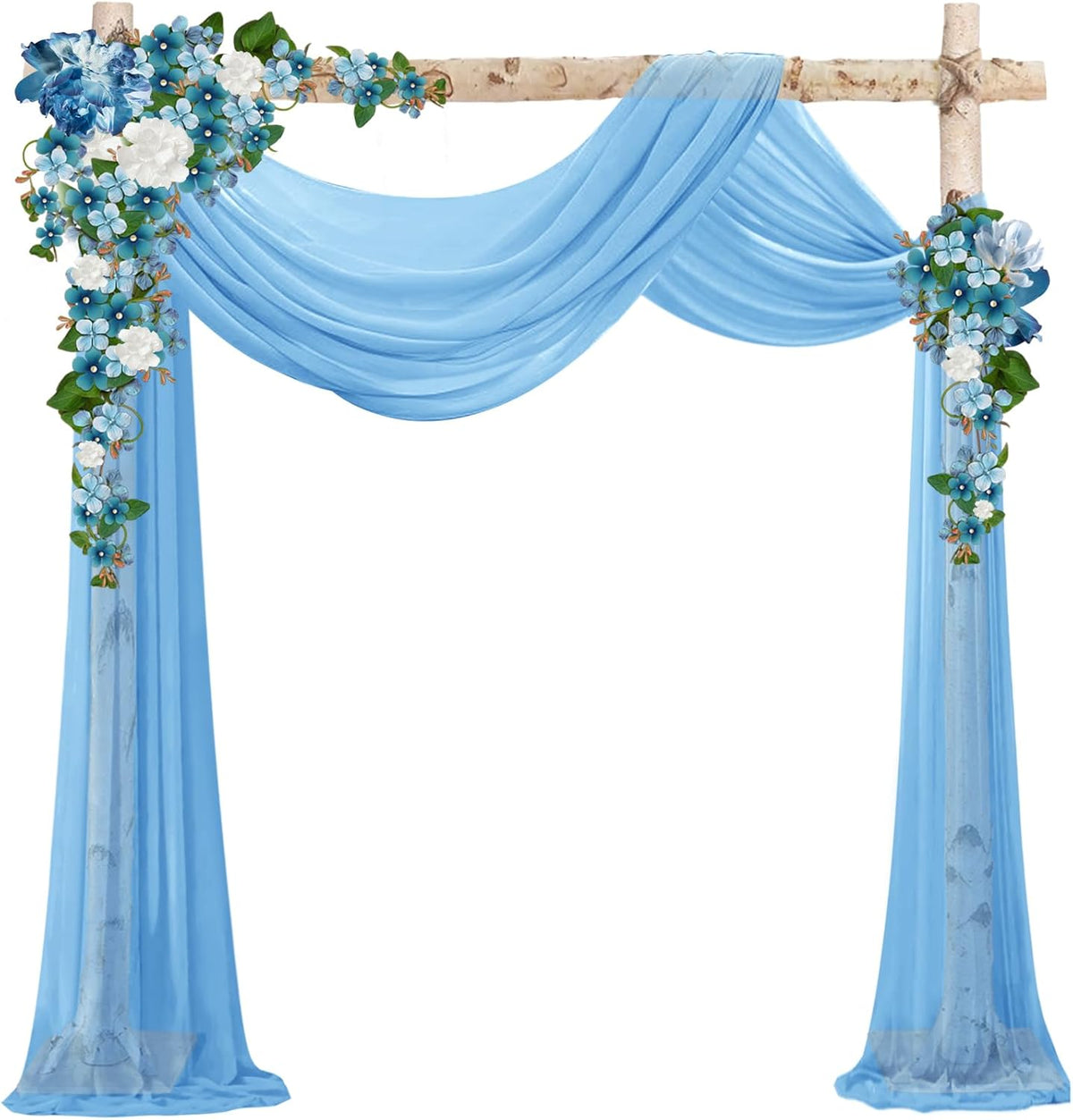 VOK Blue Wedding Arch Draping Fabric Chiffon Fabric, 29in x 18Ft Sheer Chiffon Outdoor Curtain for