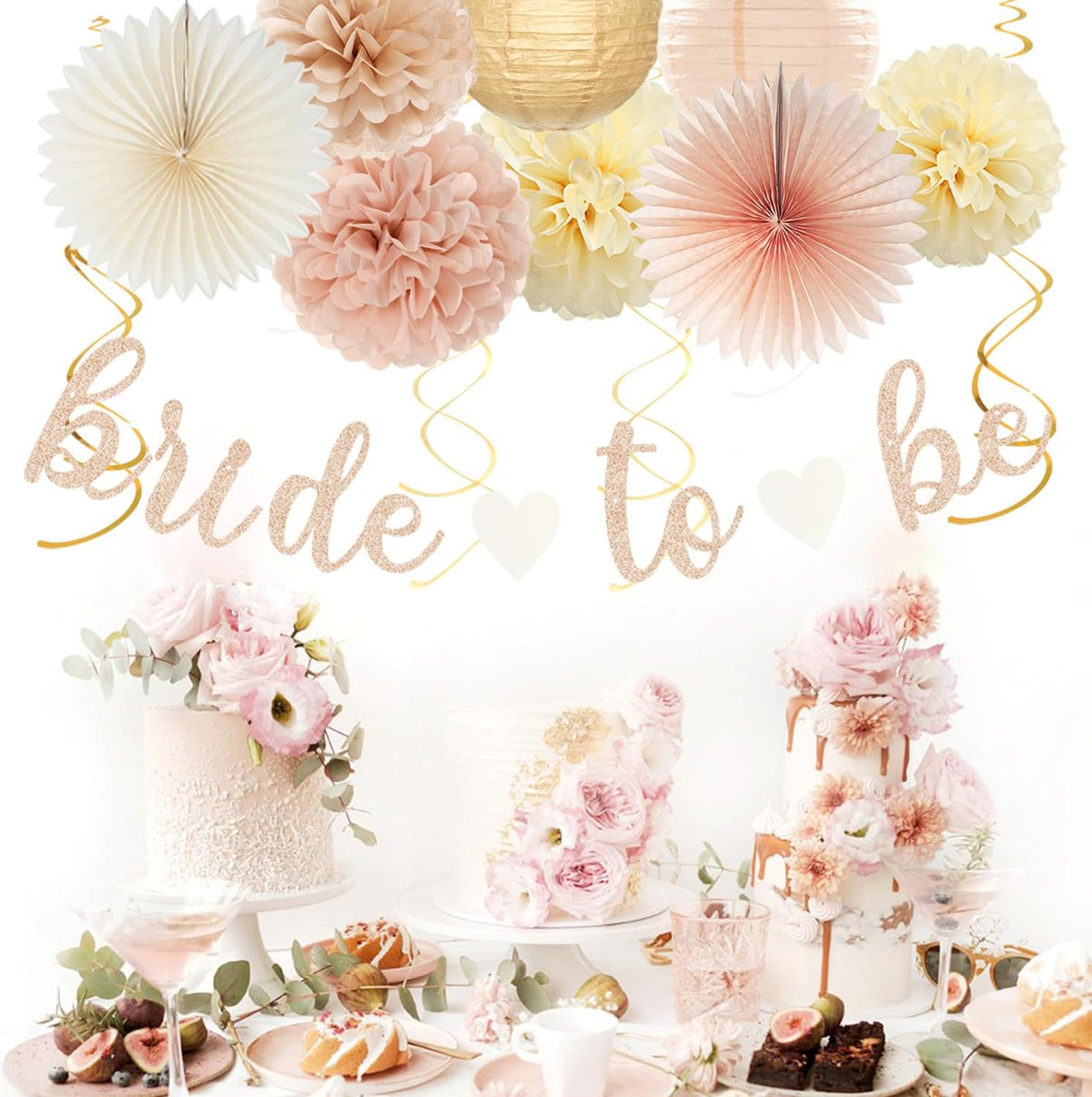 Champagne-Gold Beige Fall Bridal-Shower Party-Decorations - 36pcs Bride To Be Banner,Bachelorette
