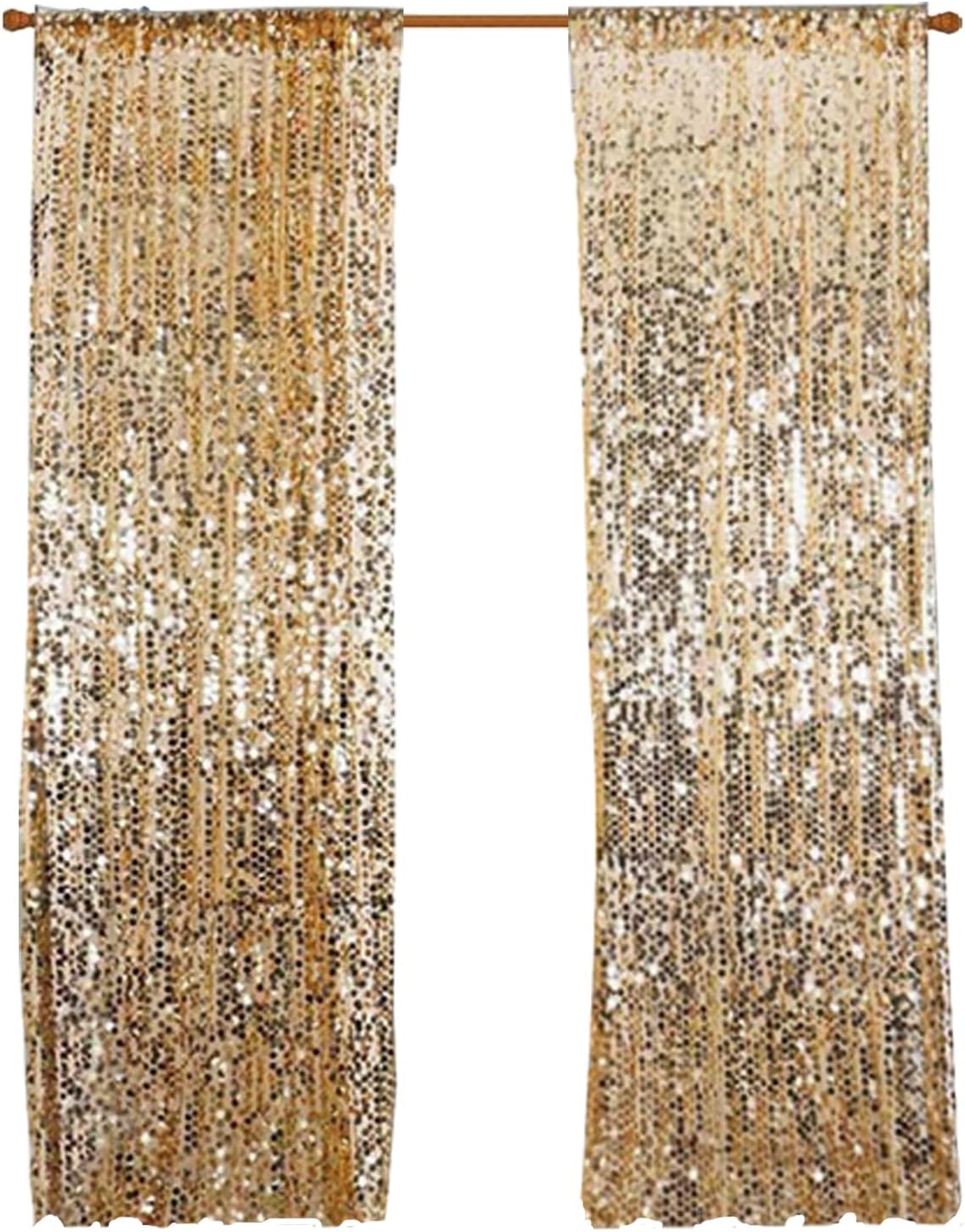 Gold Big Payatte Sequin 18MM Sequin Backdrop Drapes Curtains Panels,Fashion 9FTx9FT Backdrop for