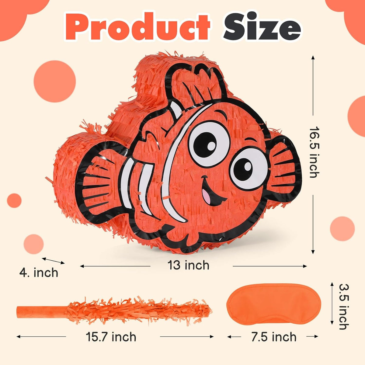 Nemo Pinatas Bundle with a Blindfold and a Bat(16.5 x 12.6 x 4 Inches), Perfect for kid's Birthday