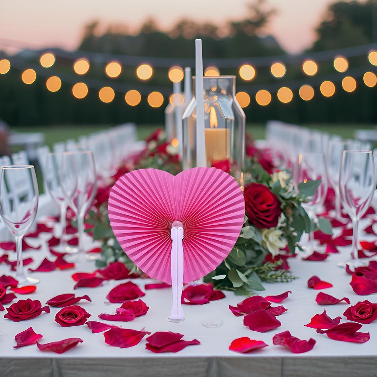 12 Packs Decorative Paper Folding Hand Fans Handheld,Silver Heart Foldable Wedding Fans Chinese and